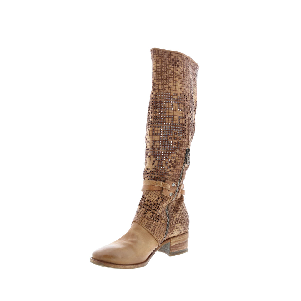 Gene A40313-101 Womens Brown Leather Hook & Loop Knee High Boots