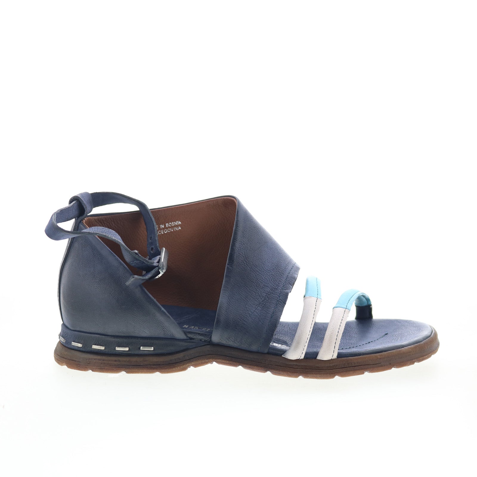 Merv A46005-101-0005 Womens Blue Leather Wedges Sandals Shoes