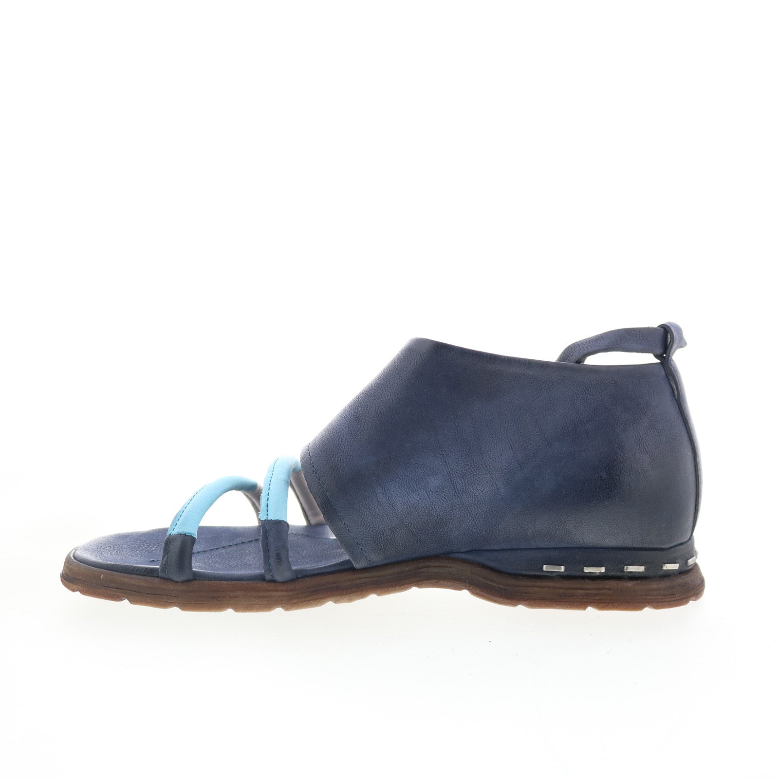 Merv A46005-101-0005 Womens Blue Leather Wedges Sandals Shoes