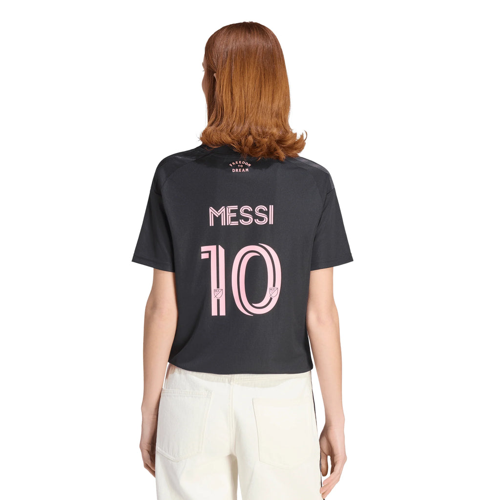 adidas Inter Miami CF Away Messi Womens Soccer Jersey 26 27 Black Pink
