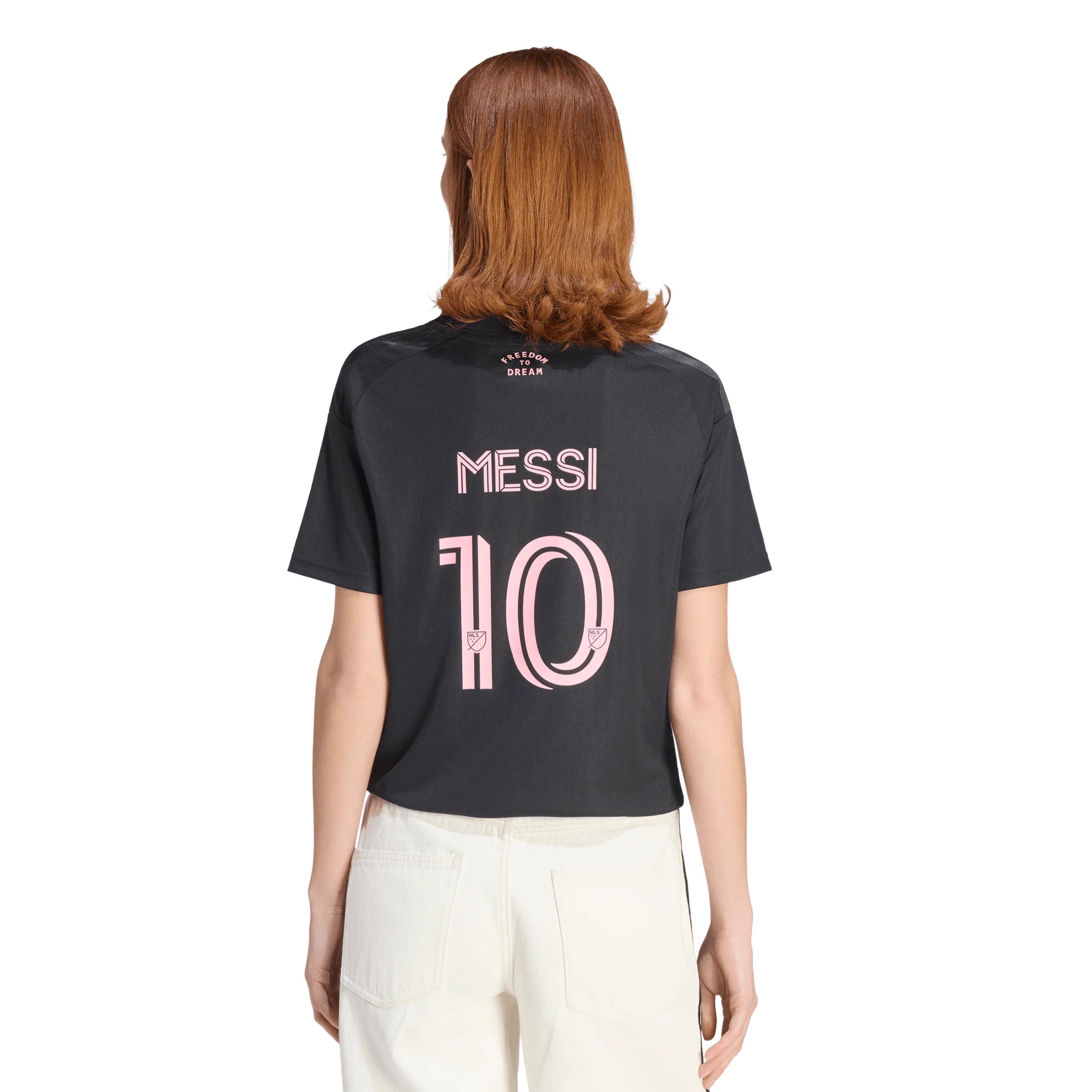 adidas Inter Miami CF Away Messi Womens Soccer Jersey 26 27 Black Pink