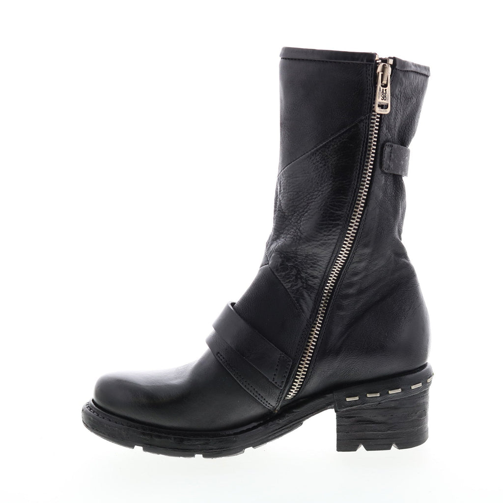 Norm A52203-101 Womens Black Leather Zipper Casual Dress Boots