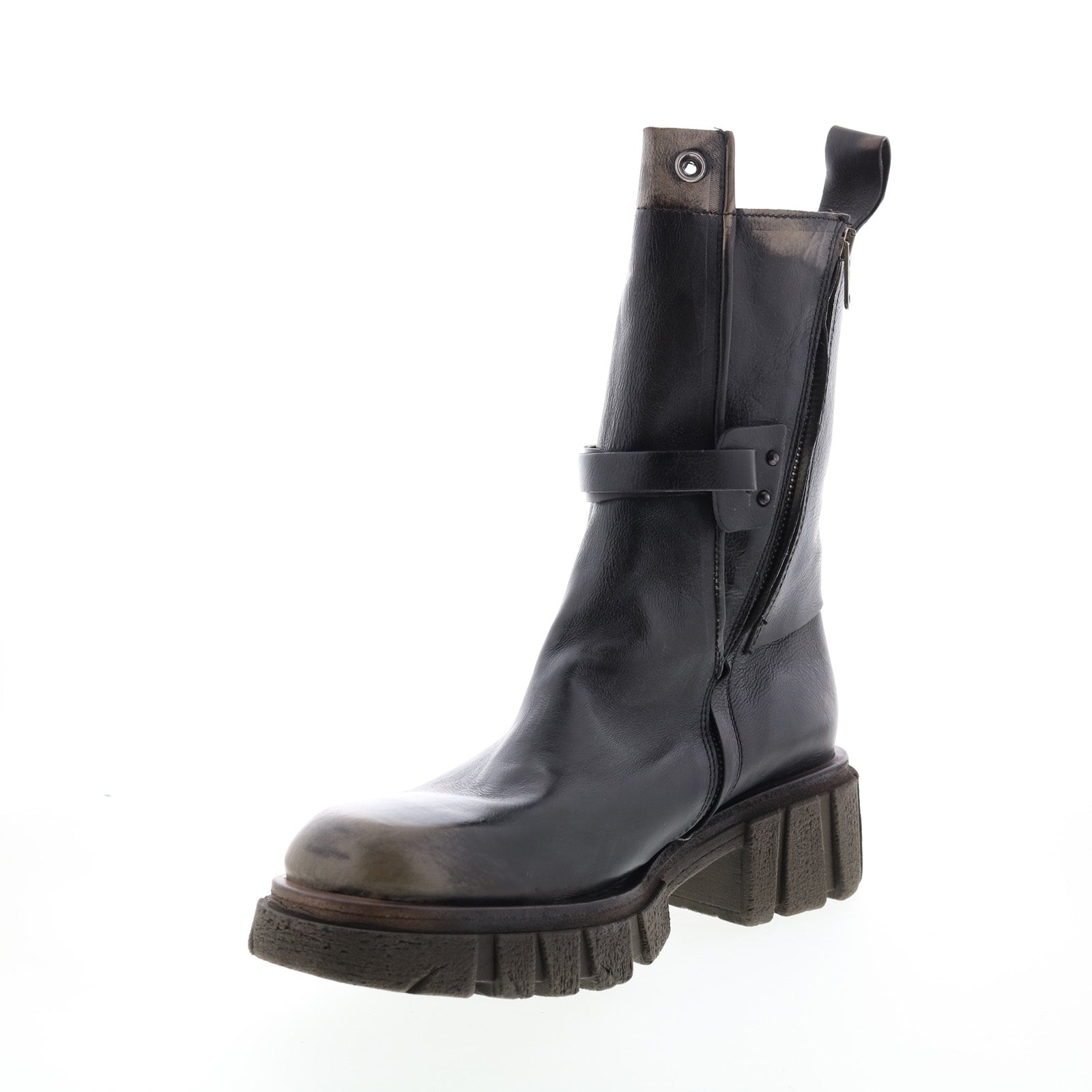 Hallsey A54202-101 Womens Black Leather Casual Dress Boots