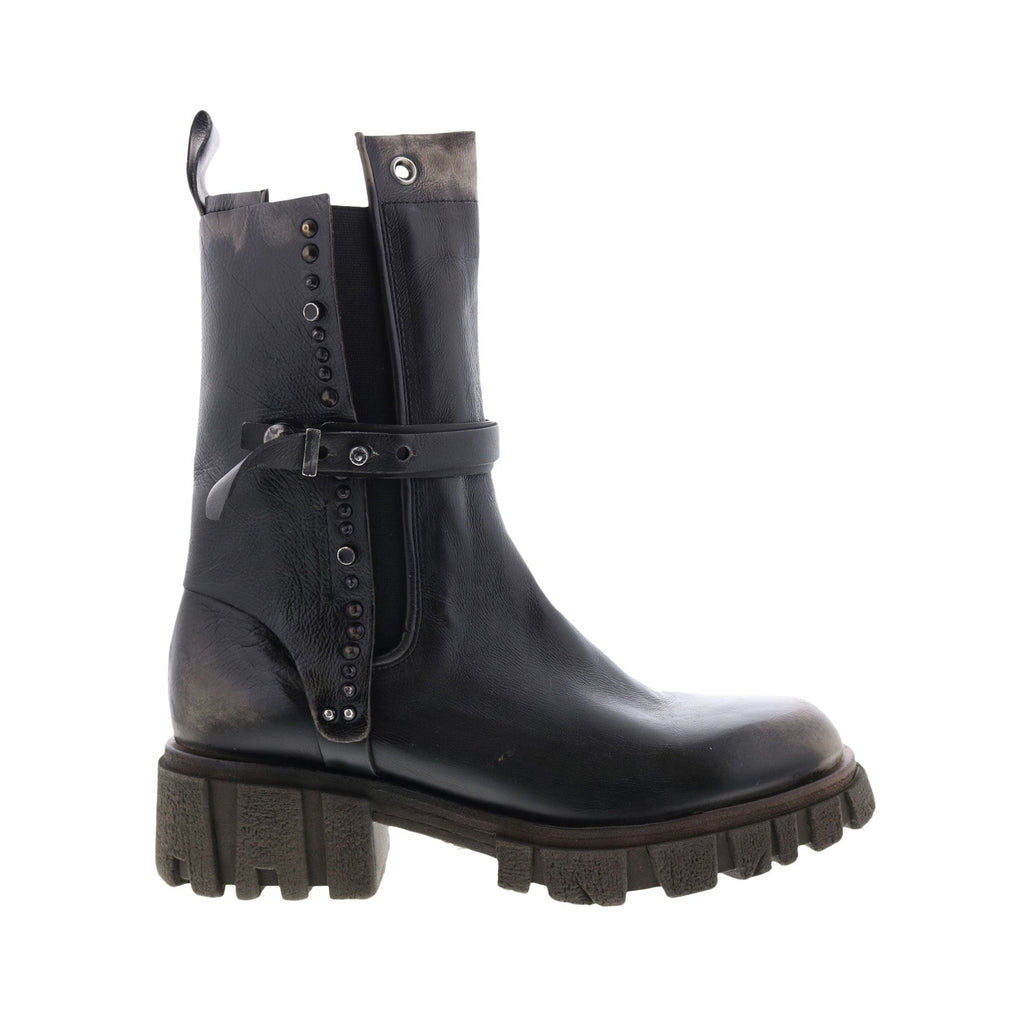 Hallsey A54202-101 Womens Black Leather Casual Dress Boots