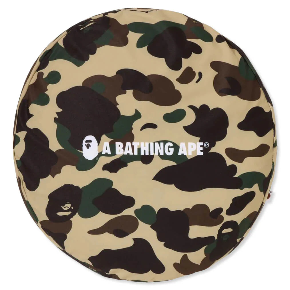 1st Camo Circle Fluffy Beads Cushion Yellow