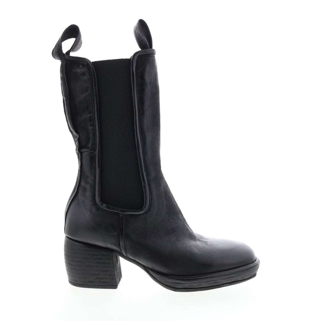 Collins A57202-301 Womens Black Leather Slip On Casual Dress Boots