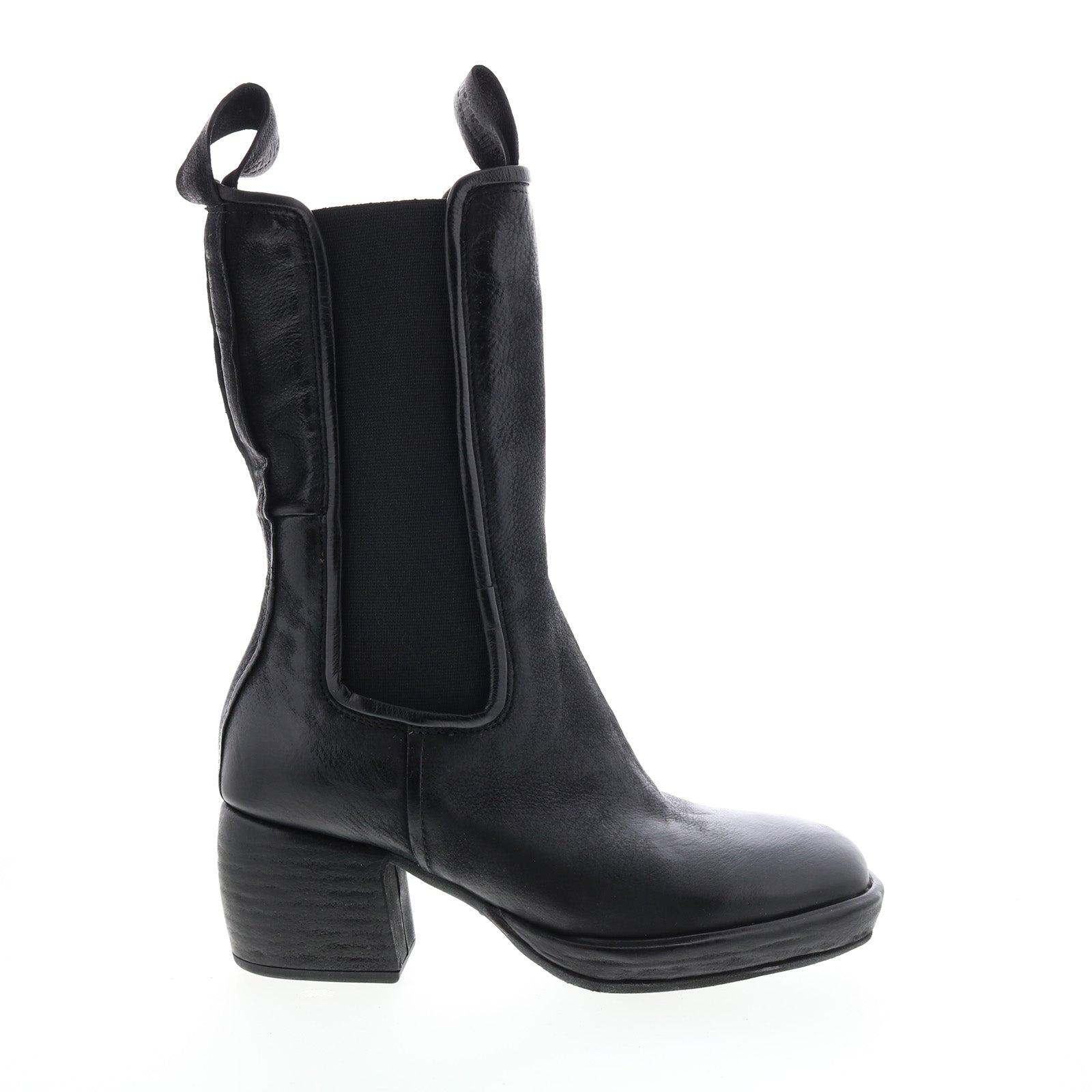 Collins A57202-301 Womens Black Leather Slip On Casual Dress Boots