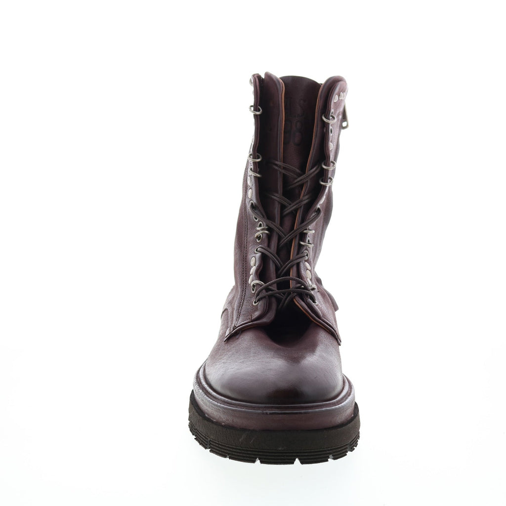 Hubie A59210-201 Womens Burgundy Leather Lace Up Casual Dress Boots