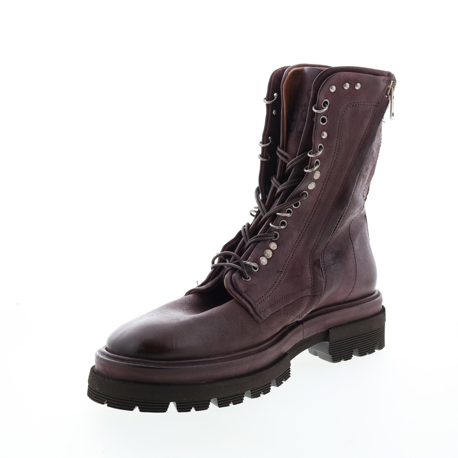 Hubie A59210-201 Womens Burgundy Leather Lace Up Casual Dress Boots