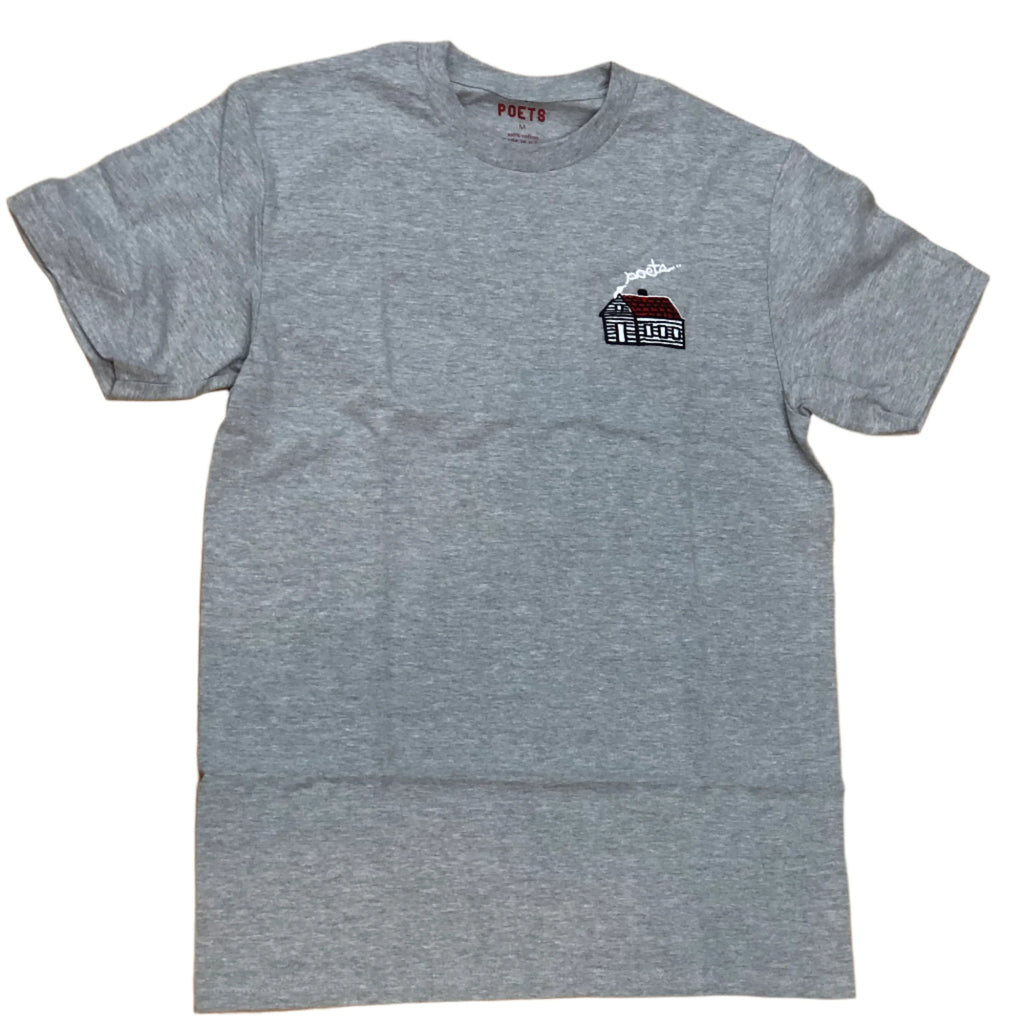 Poets Home Embroidered Tee Heather Grey