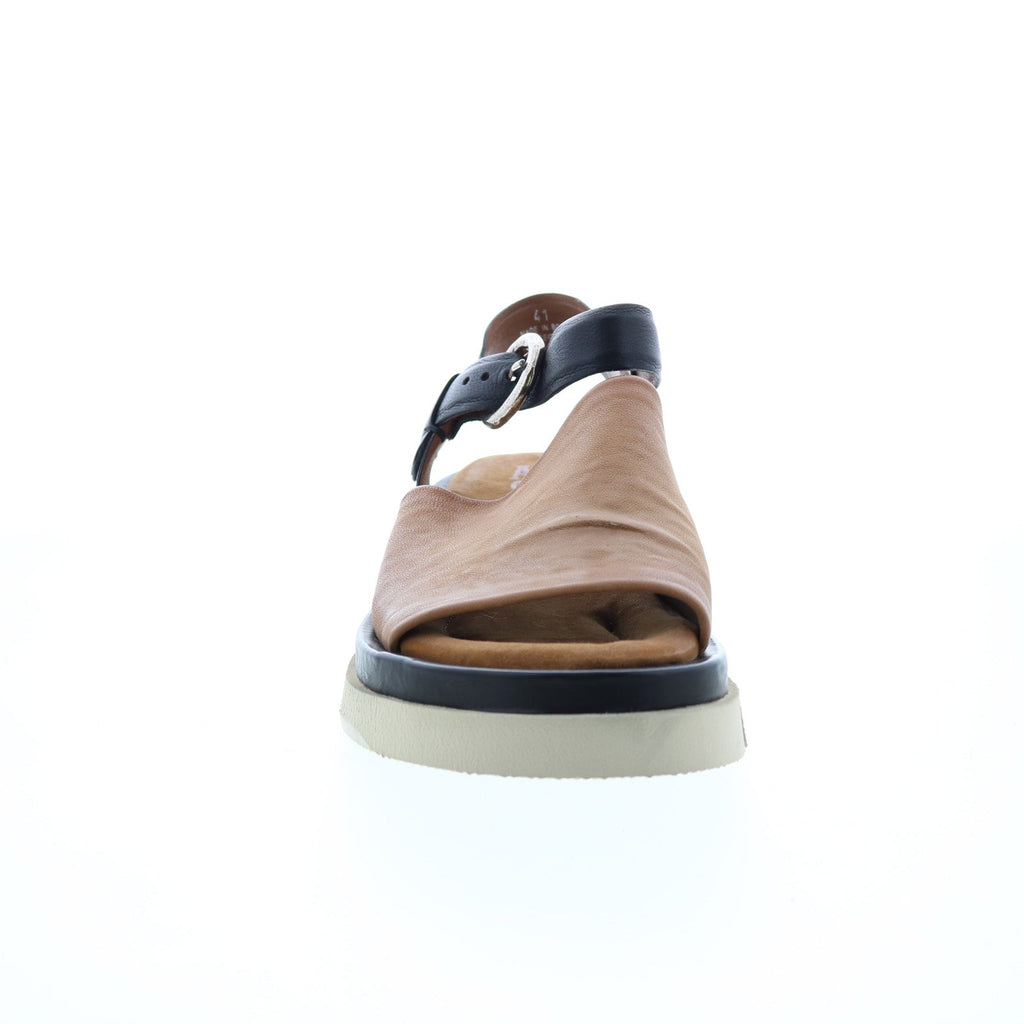 Ferman A64006-201 Womens Brown Leather Platform Sandals Shoes