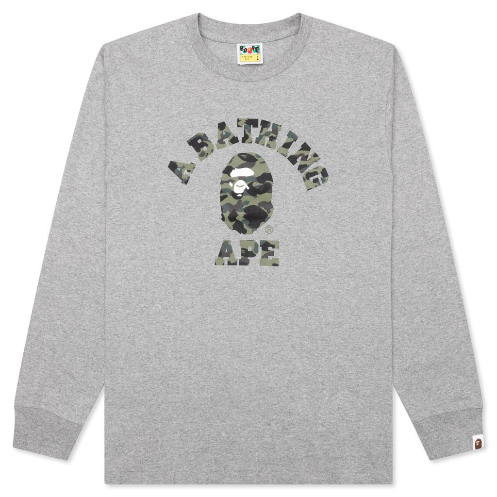 1st Camo College Long Sleeve Tee Grey Green