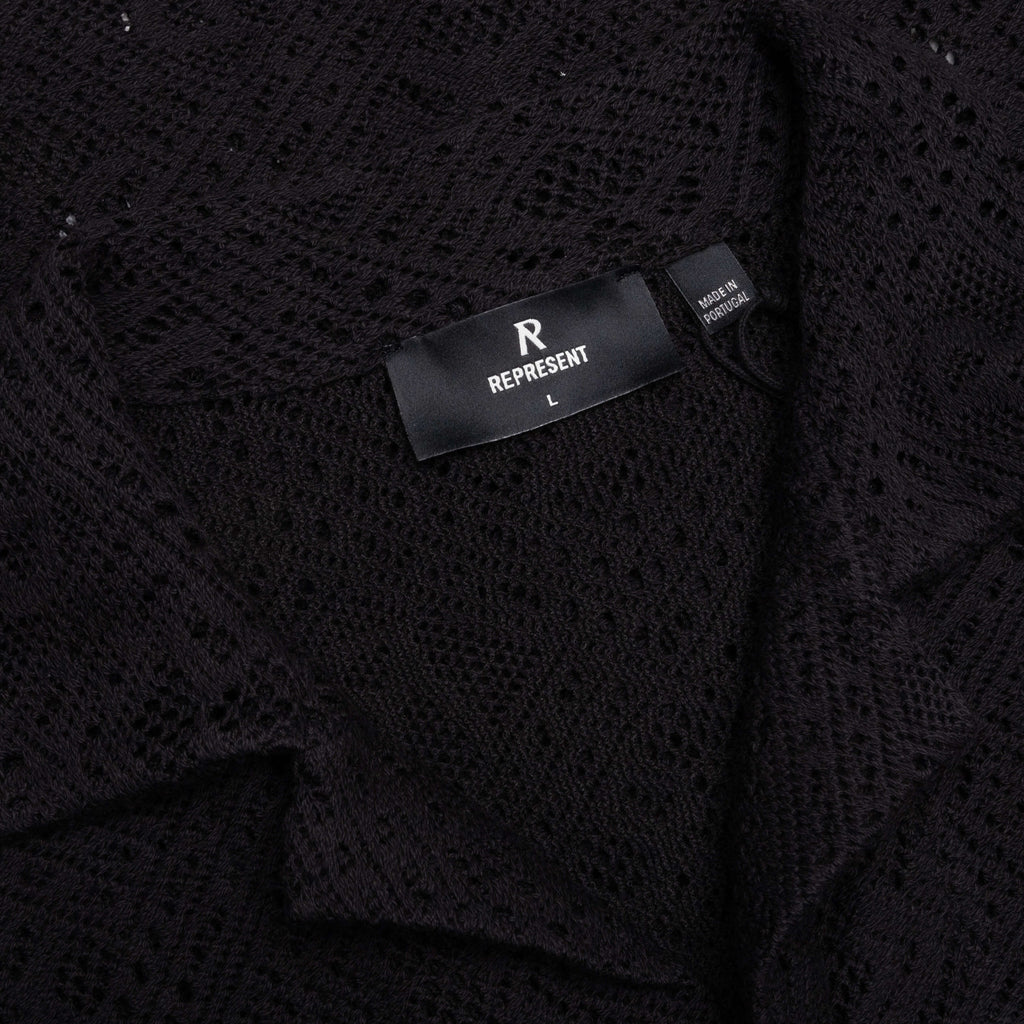 All Over Crochet Shirt Jet Black