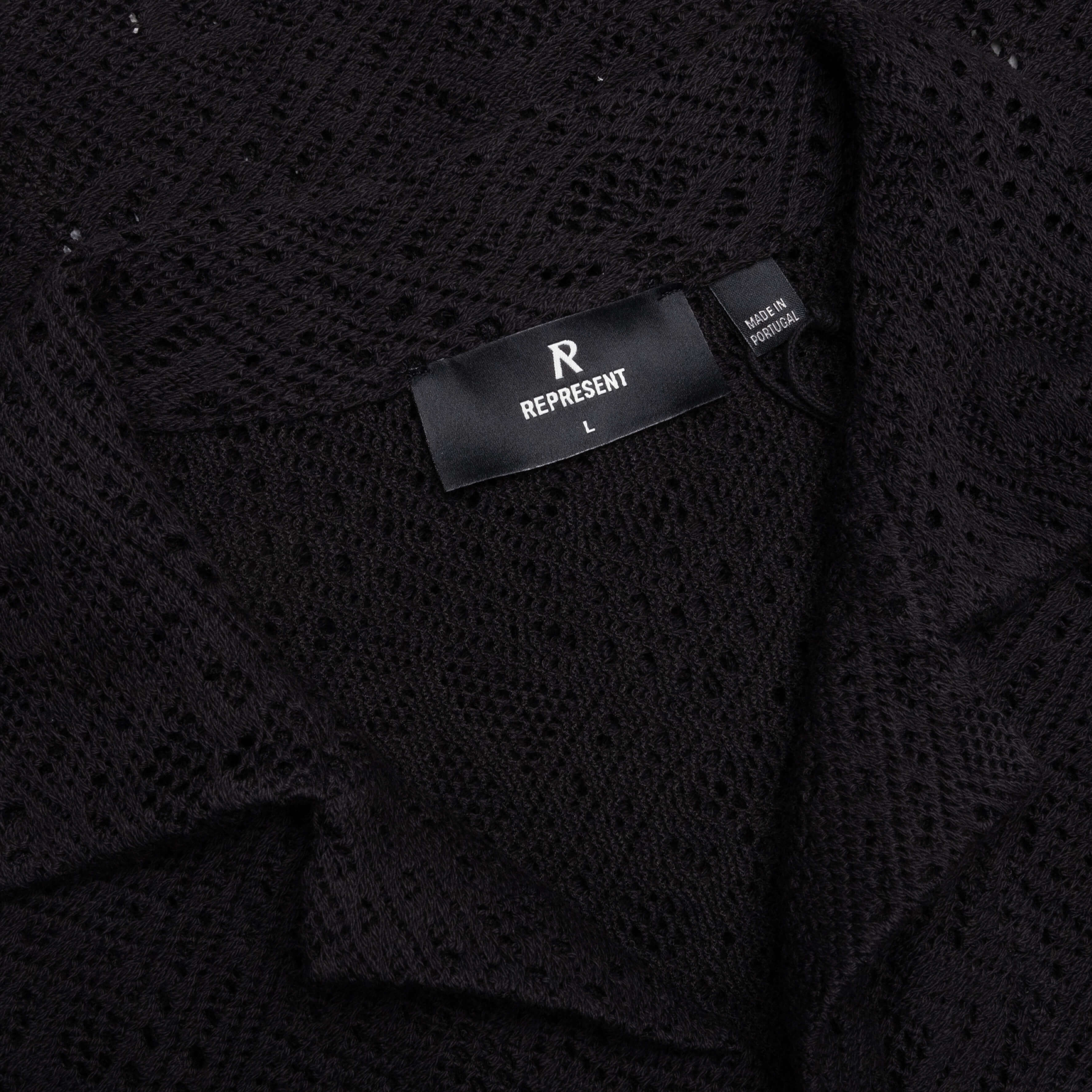 All Over Crochet Shirt Jet Black