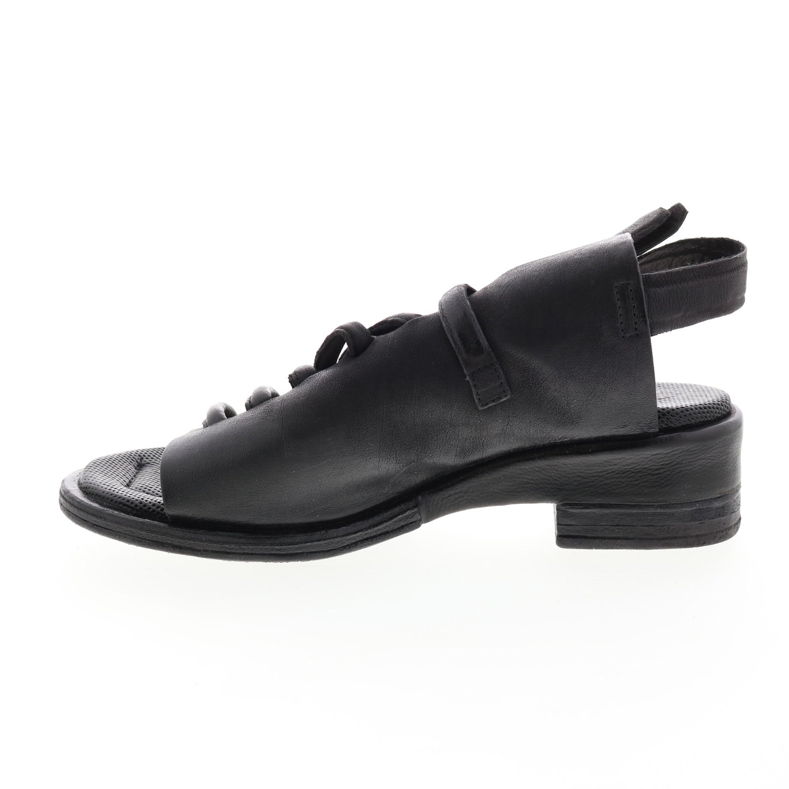 Simmy A70002-101 Womens Black Leather Hook & Loop Strap Heels Shoes