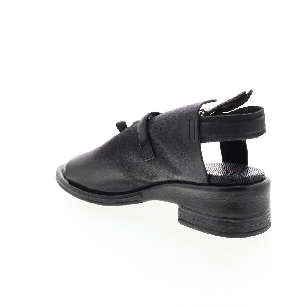 Simmy A70002-101 Womens Black Leather Hook & Loop Strap Heels Shoes
