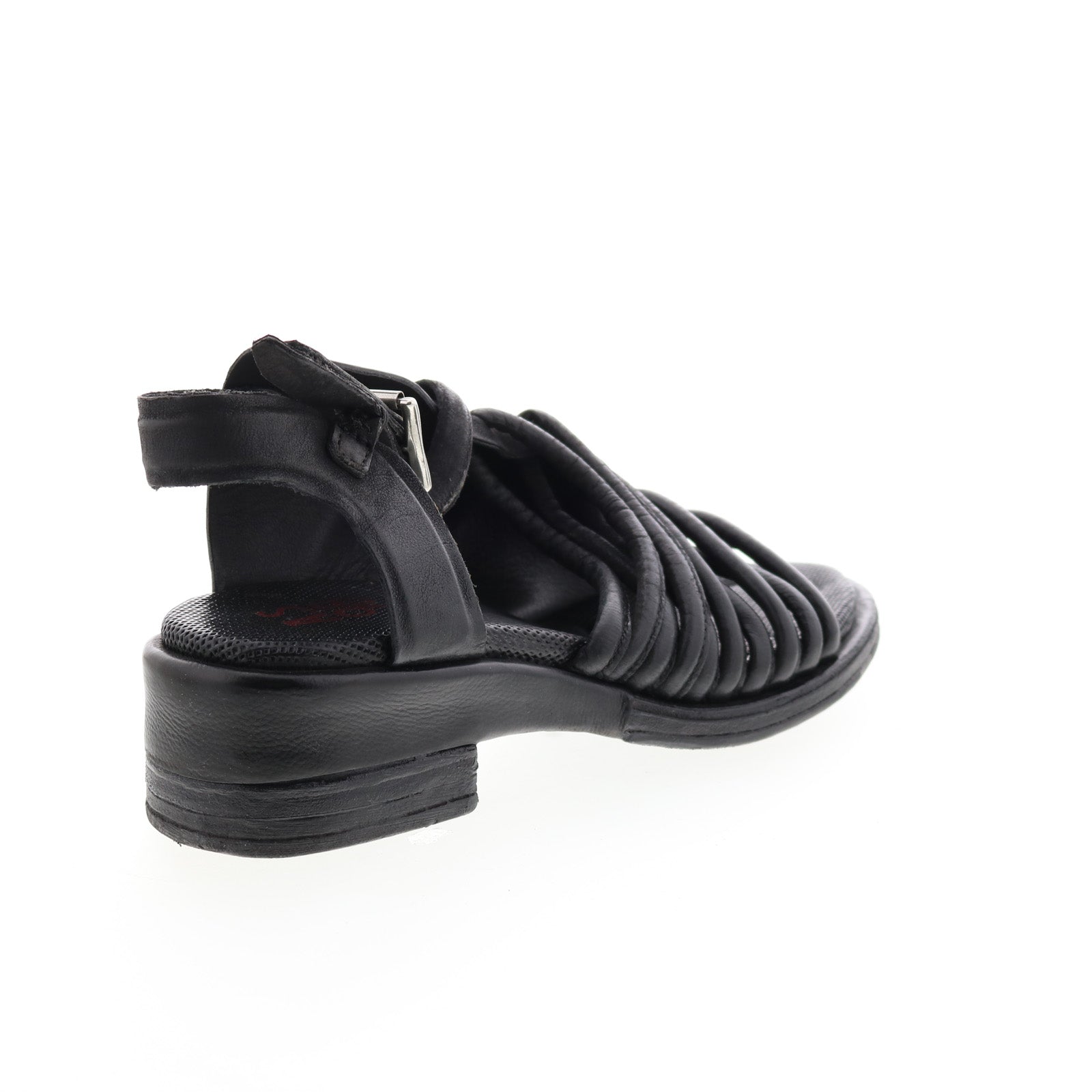 Simmy A70002-101 Womens Black Leather Hook & Loop Strap Heels Shoes