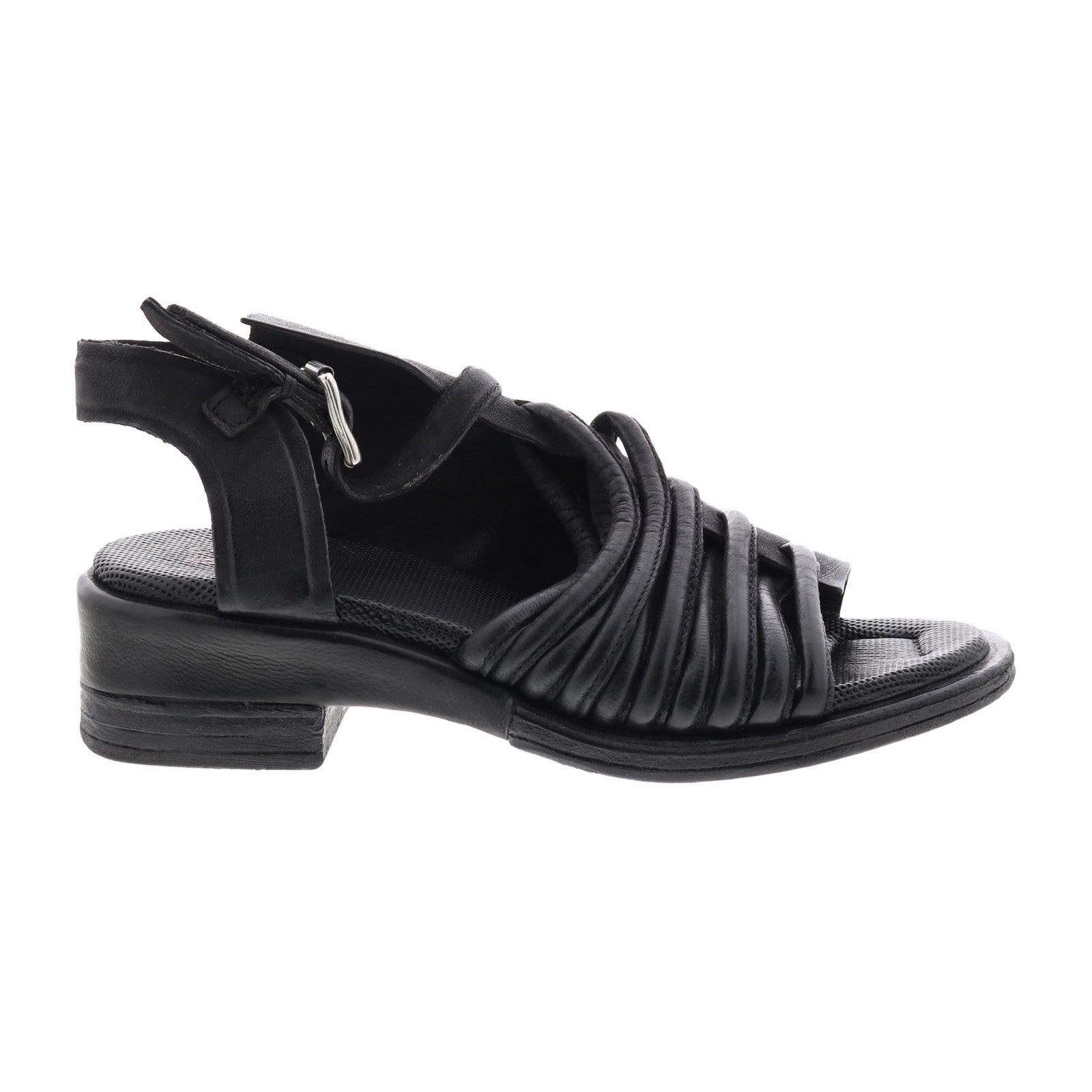 Simmy A70002-101 Womens Black Leather Hook & Loop Strap Heels Shoes