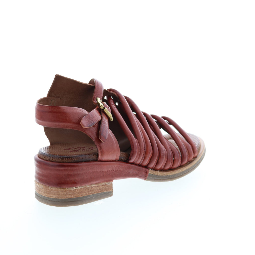 Simmy A70002-201 Womens Brown Leather Hook & Loop Strap Heels Shoes