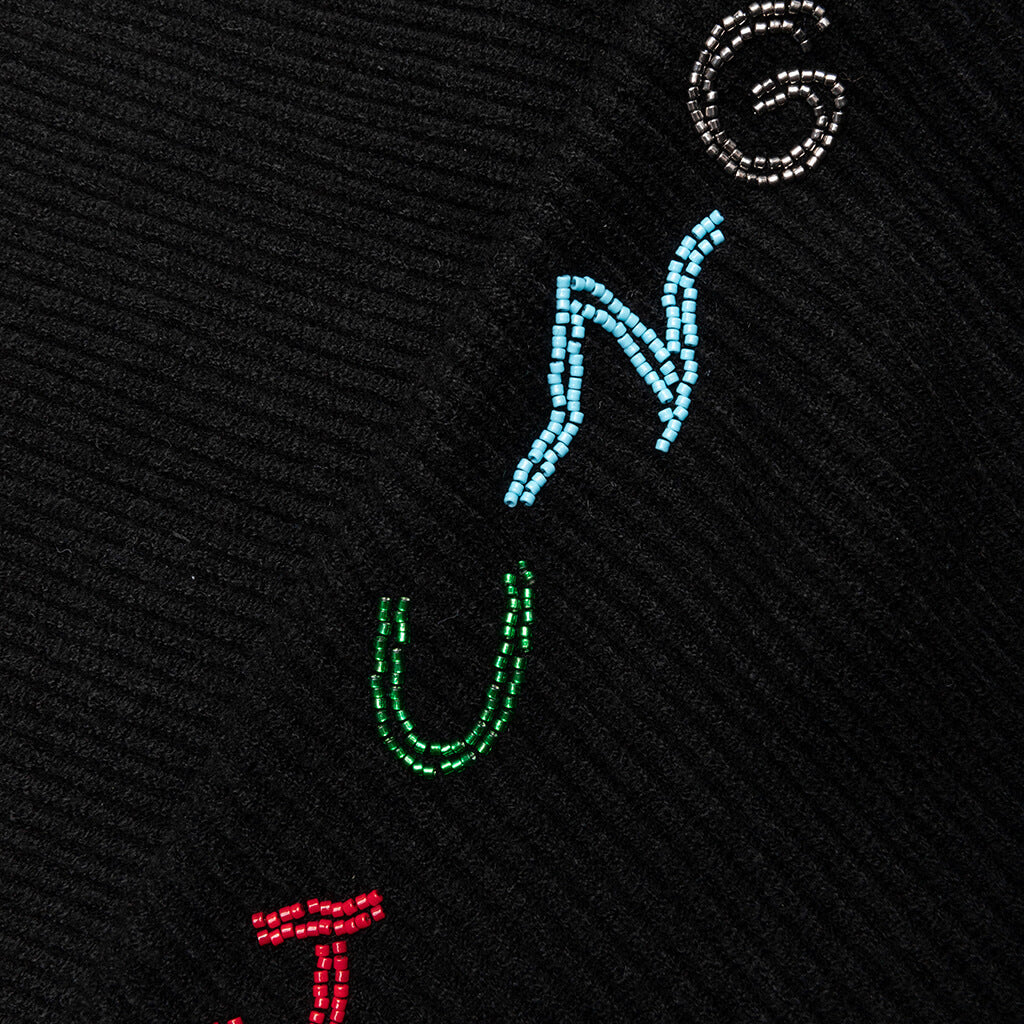 Slow Down Beaded Knit Sweater Black