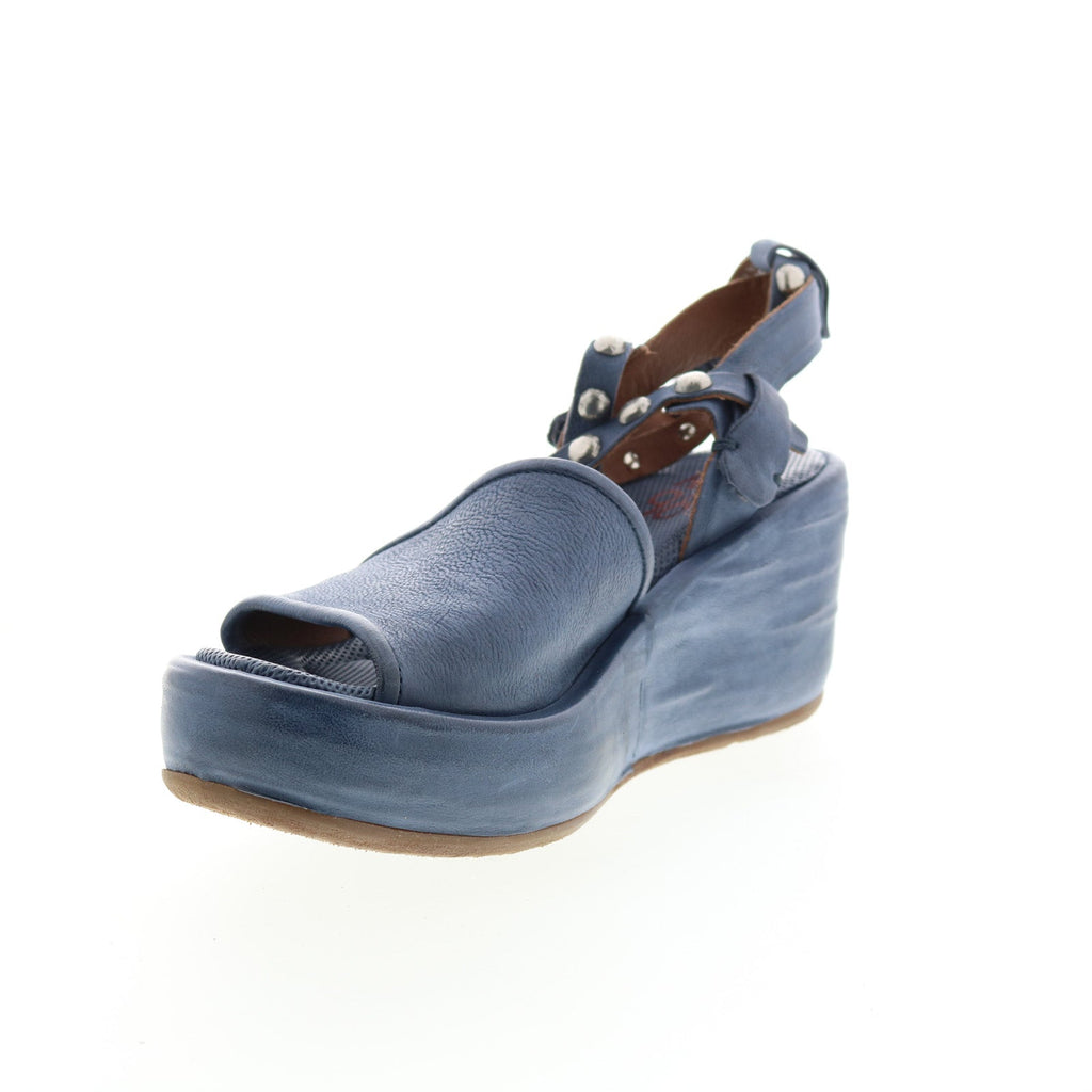 Arttie A76002-201 Womens Blue Leather Wedges Sandals Shoes