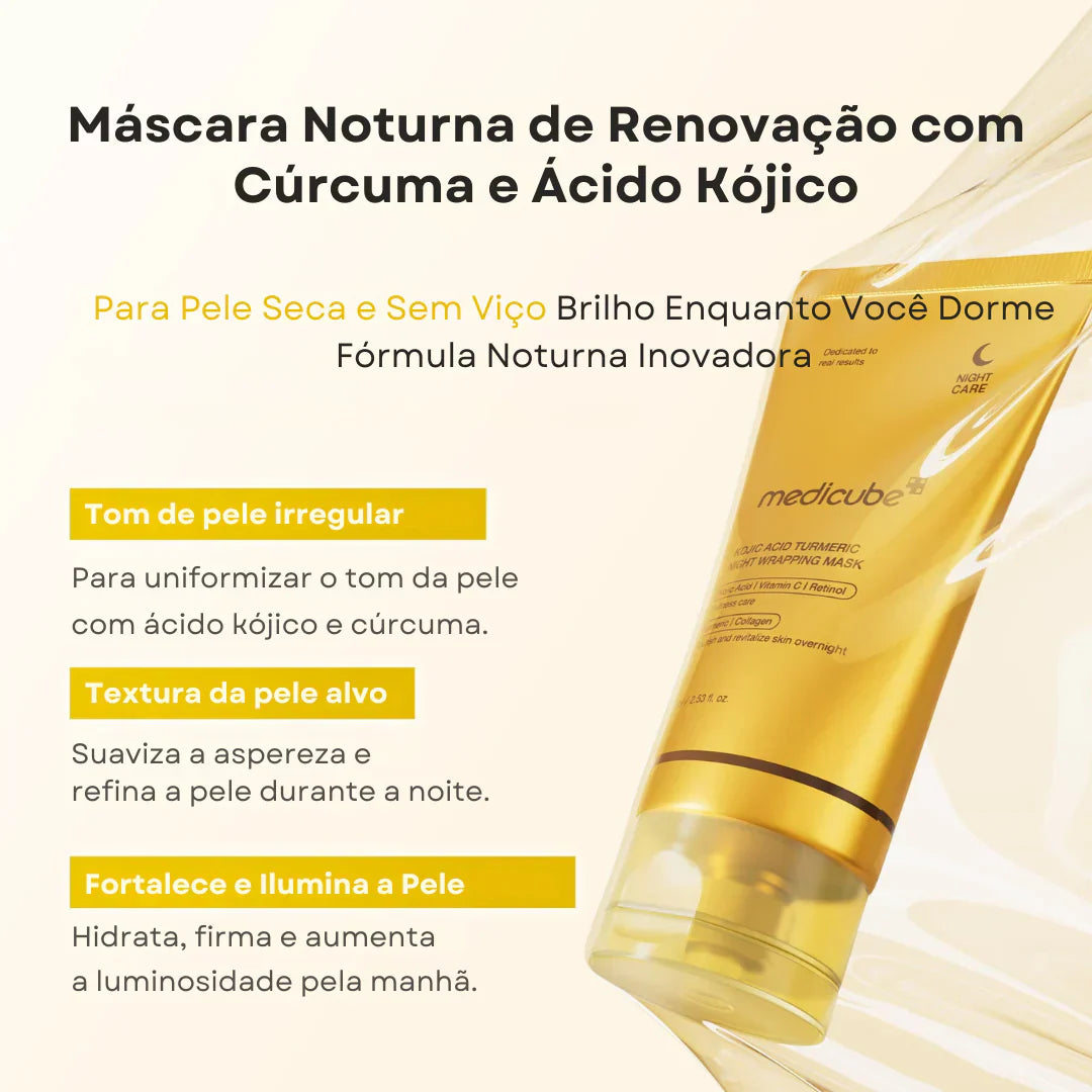 Máscara Facial Noturna com Ácido Kójico e Cúrcuma