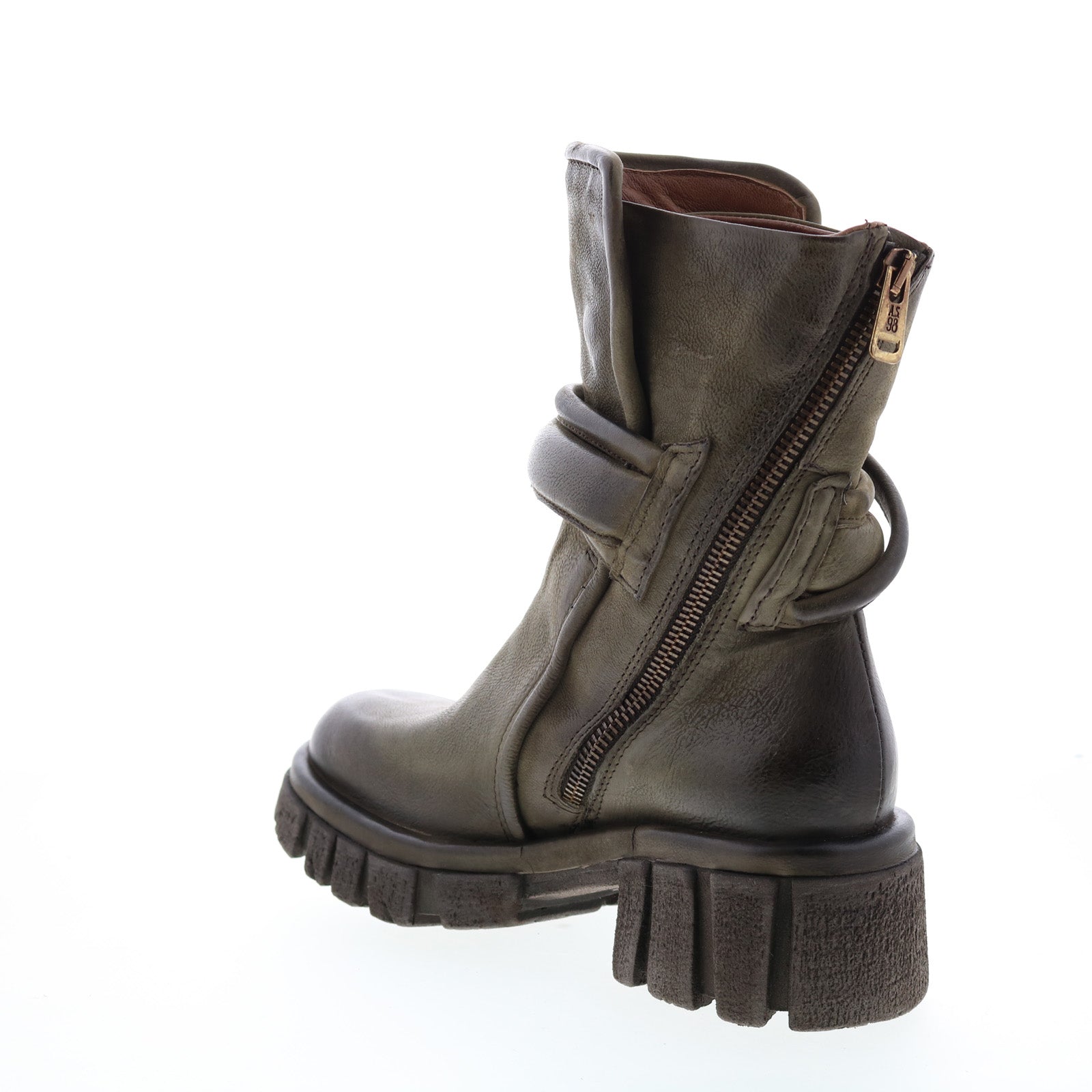 Hersh A82206-301 Womens Green Leather Zipper Casual Dress Boots