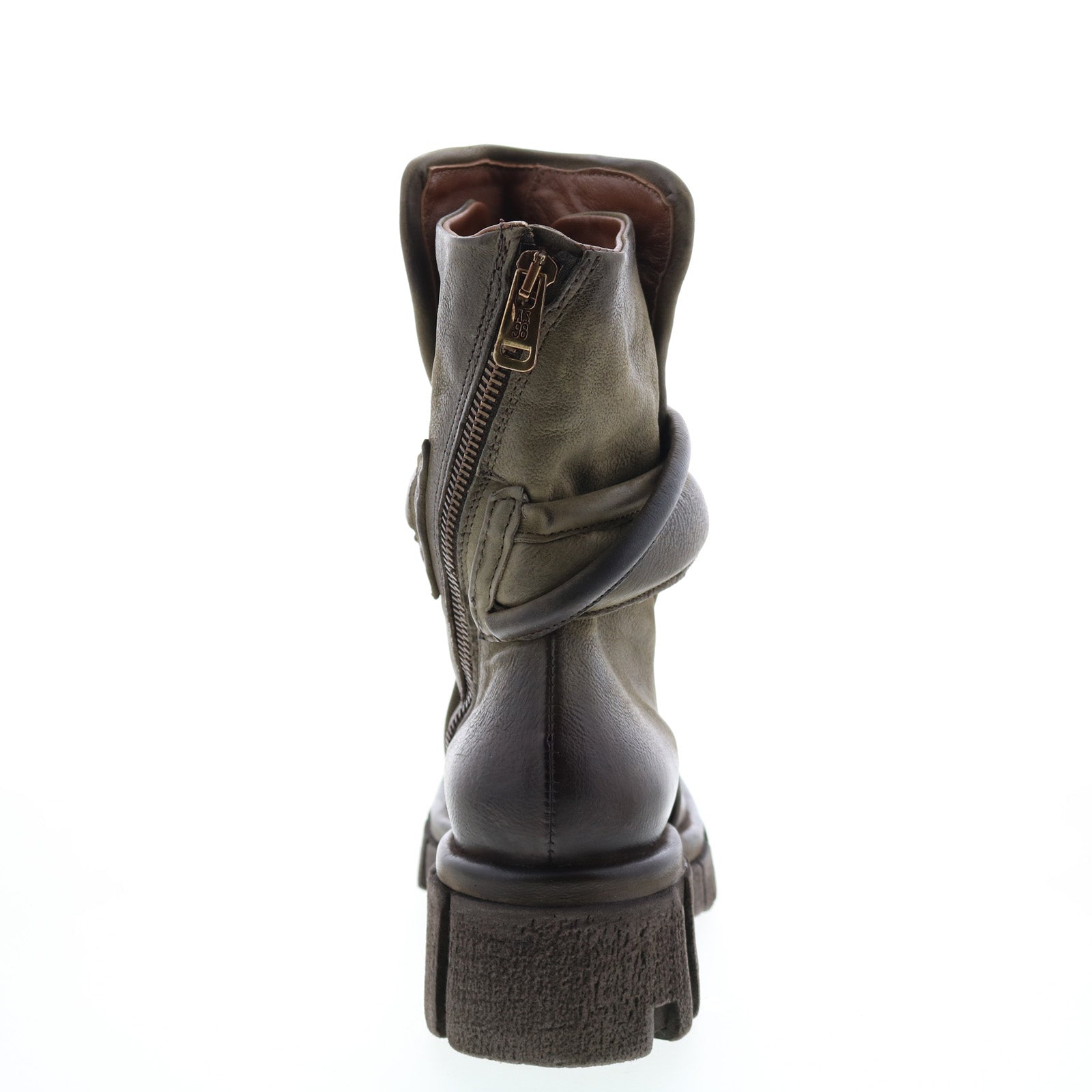 Hersh A82206-301 Womens Green Leather Zipper Casual Dress Boots