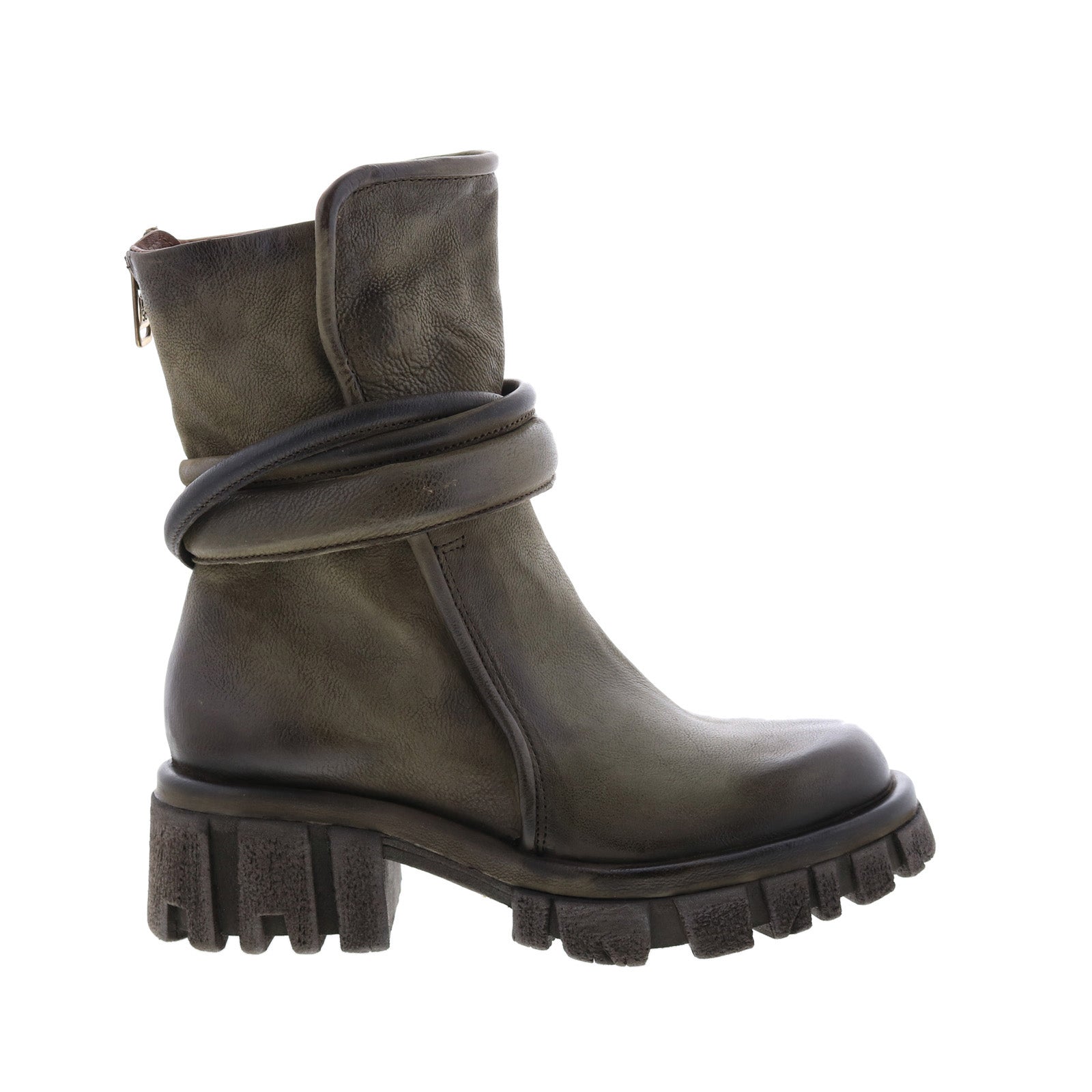 Hersh A82206-301 Womens Green Leather Zipper Casual Dress Boots