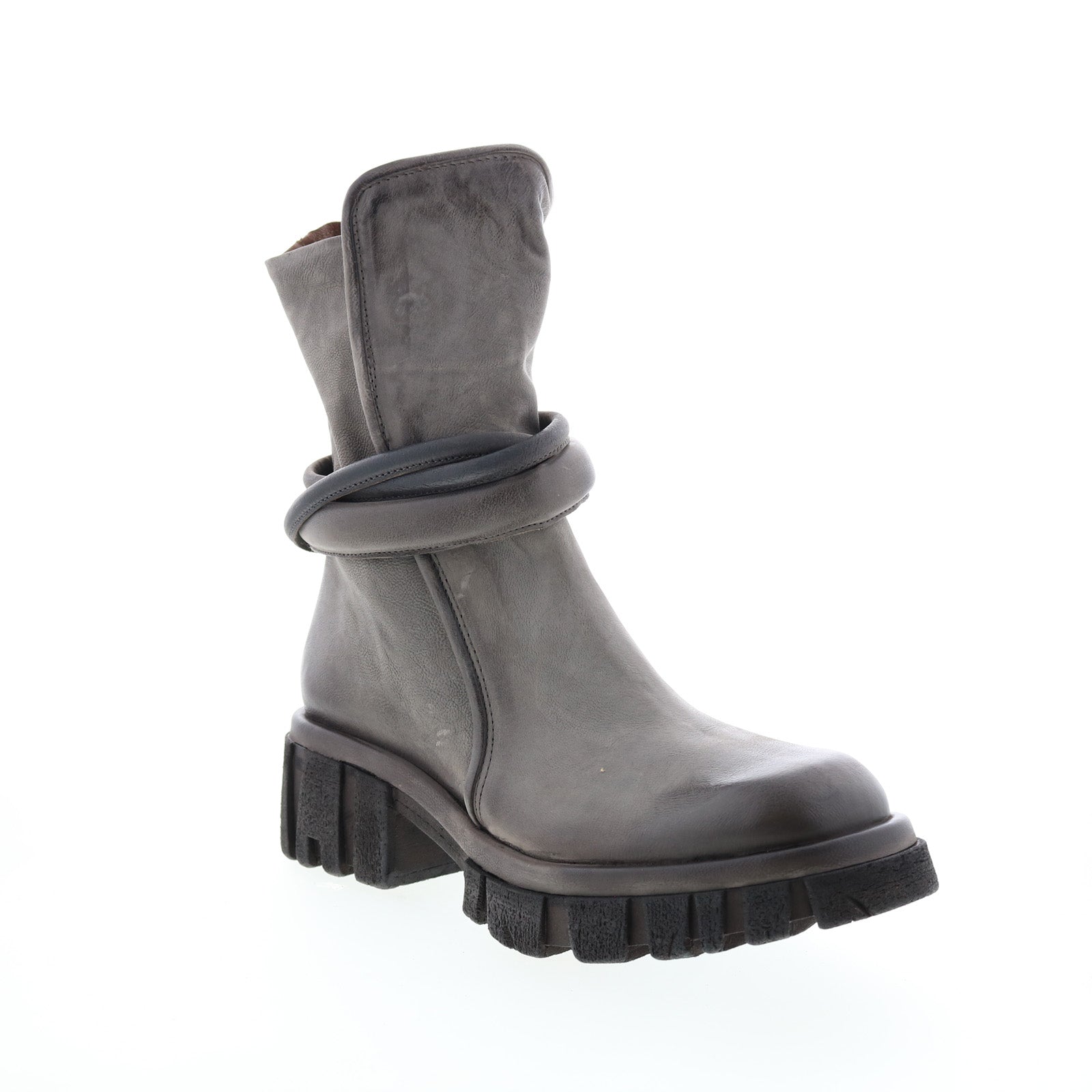 Hersh A82206-301 Womens Gray Leather Zipper Casual Dress Boots
