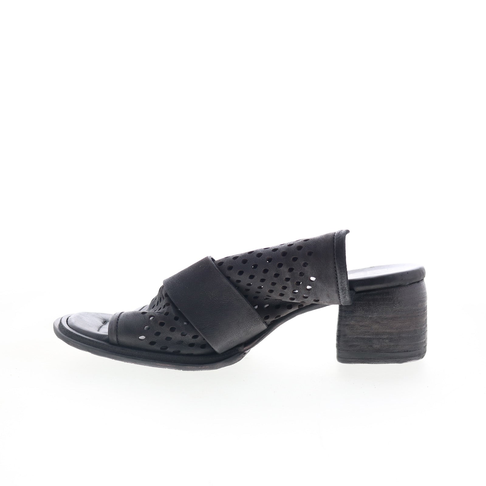 Ninny A83005-101-6002 Womens Black Leather Mules Heels Shoes