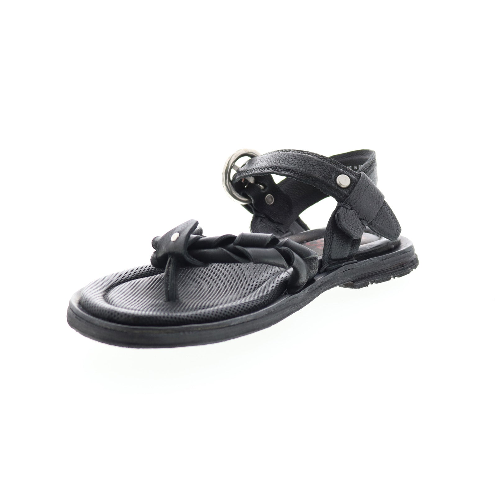 Tarron A84001-101 Womens Black Leather Strap Sandals Shoes