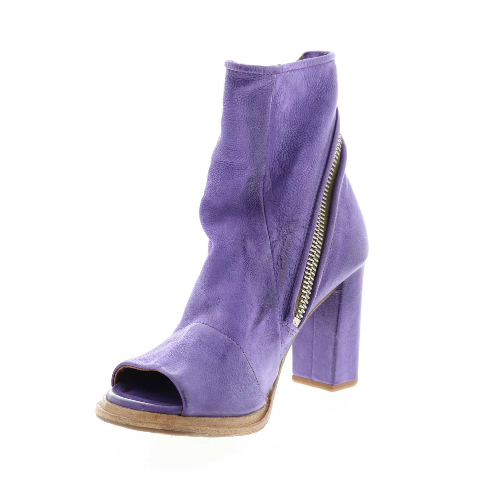 Bertrand A85004-101 Womens Purple Leather Zipper Casual Dress Boots