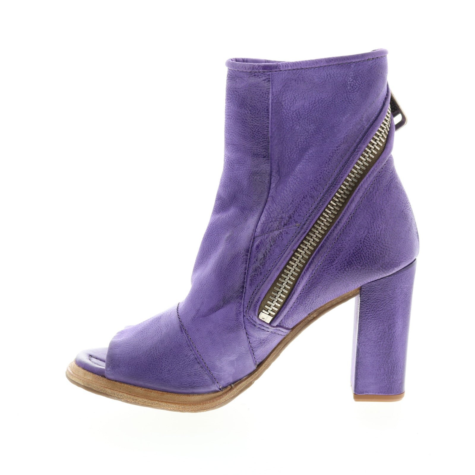 Bertrand A85004-101 Womens Purple Leather Zipper Casual Dress Boots