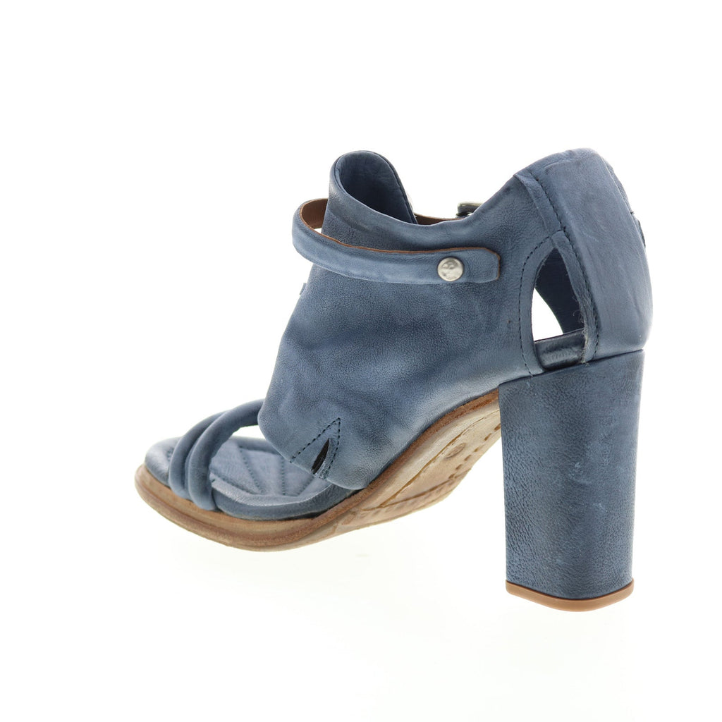 Bray A85005-101 Womens Blue Leather Hook & Loop Block Heels Shoes