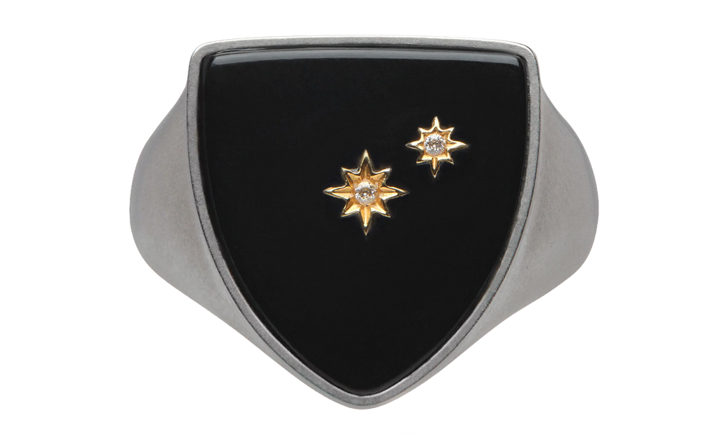 Star Detailed Signet Ring "Silver/ Gold" SM1UQ0106P6478964