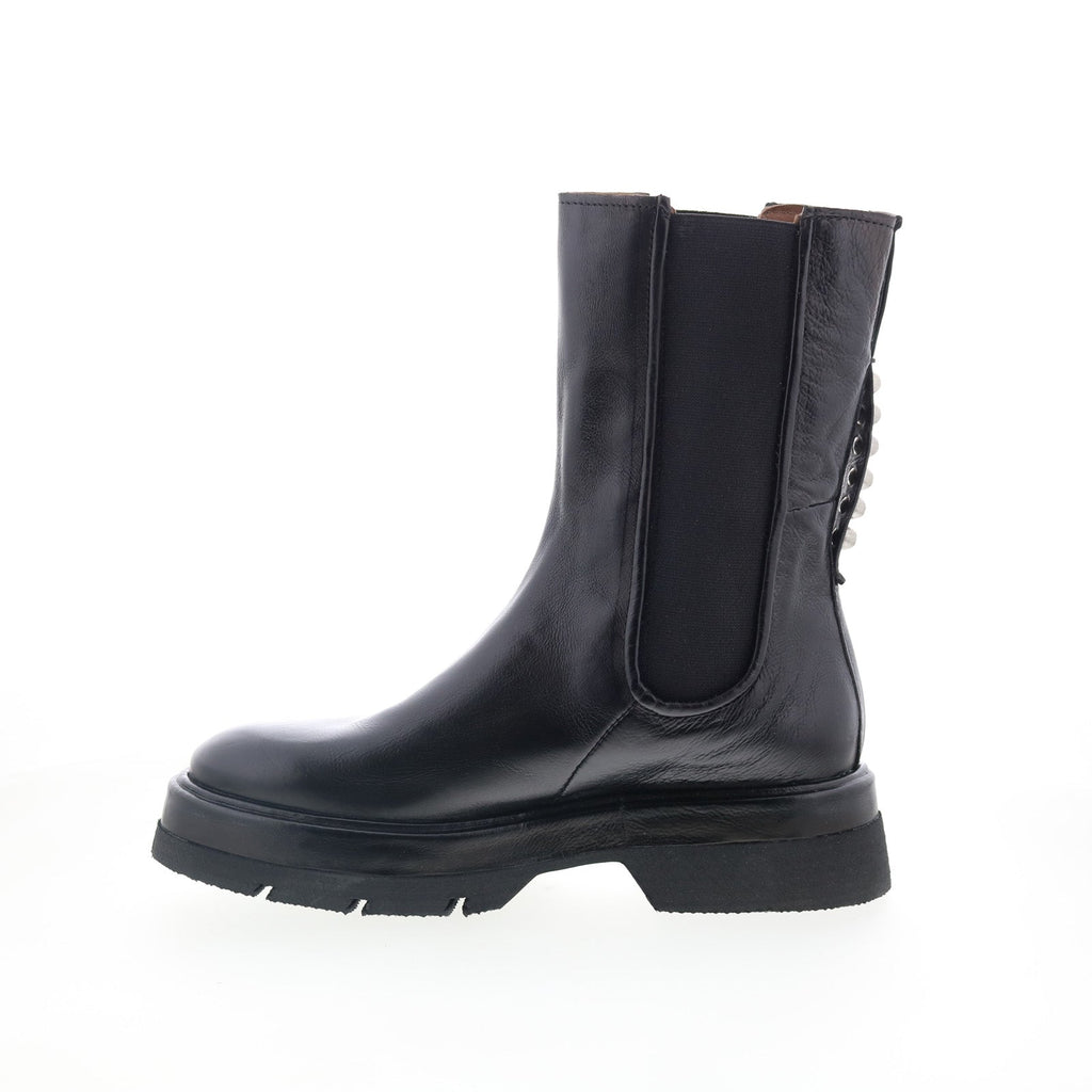 Vinny A90211-201 Womens Black Leather Slip On Chelsea Boots