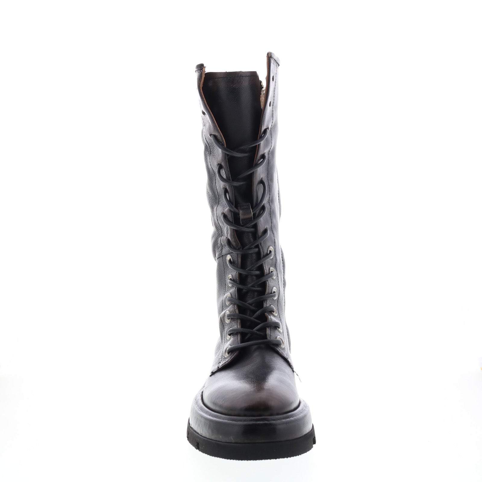 Vernell A90301-101 Womens Brown Leather Lace Up Mid Calf Boots