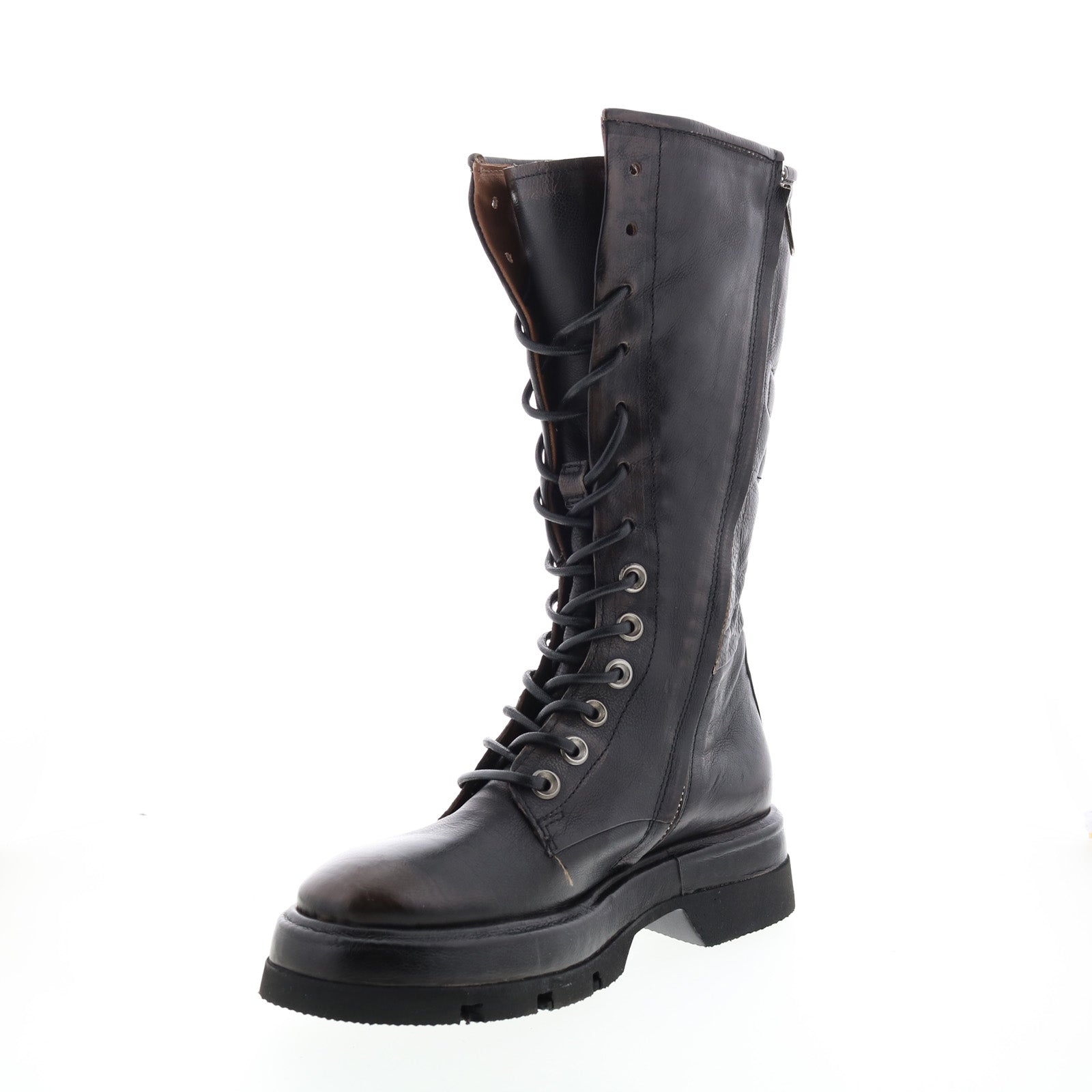 Vernell A90301-101 Womens Brown Leather Lace Up Mid Calf Boots