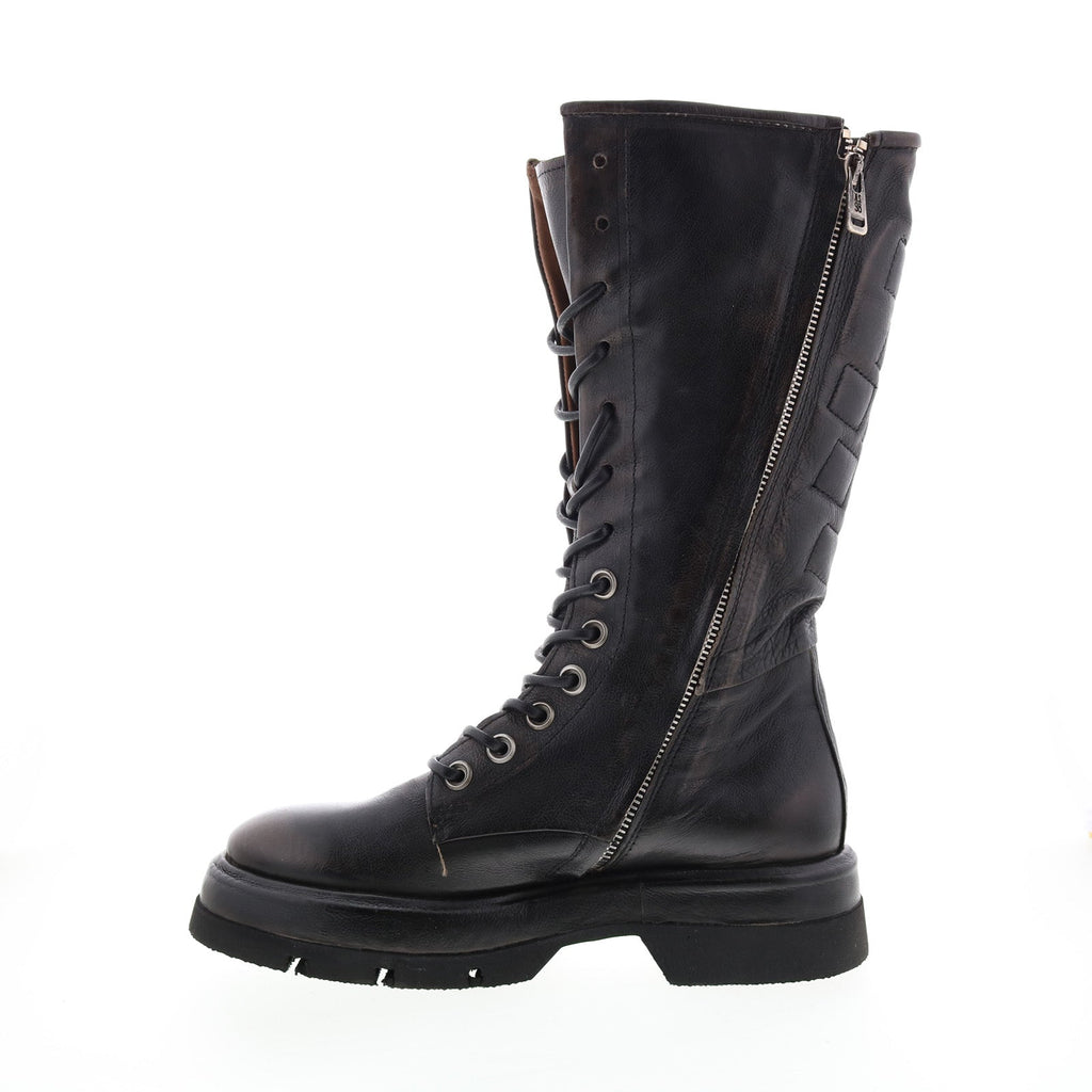 Vernell A90301-101 Womens Brown Leather Lace Up Mid Calf Boots