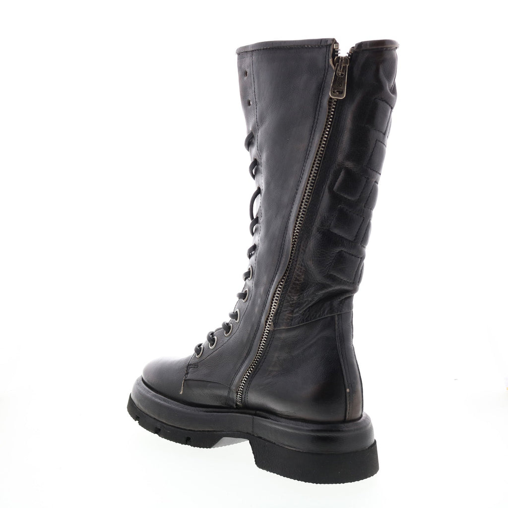 Vernell A90301-101 Womens Brown Leather Lace Up Mid Calf Boots