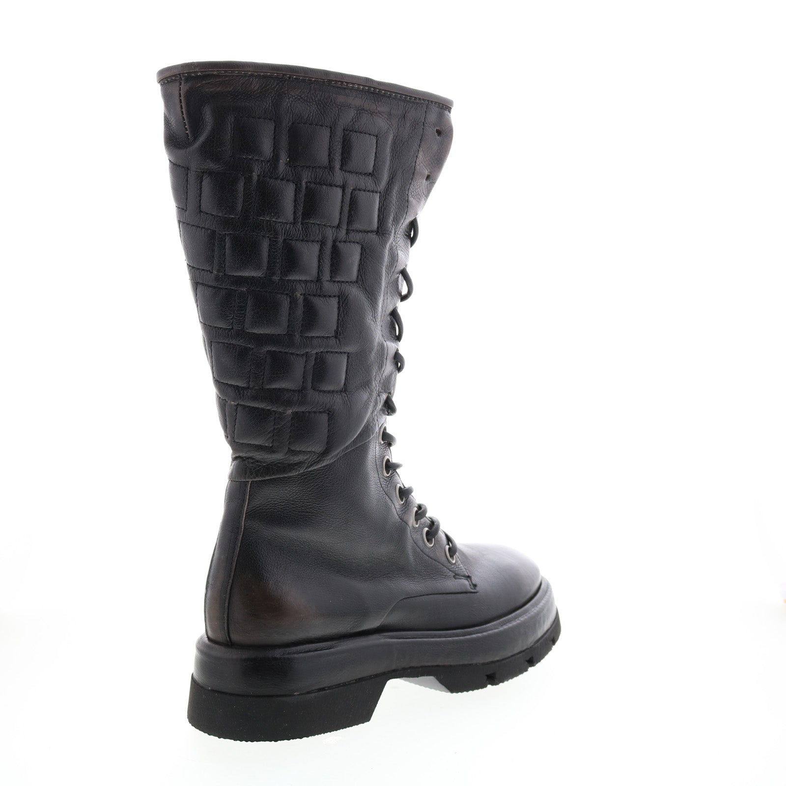 Vernell A90301-101 Womens Brown Leather Lace Up Mid Calf Boots