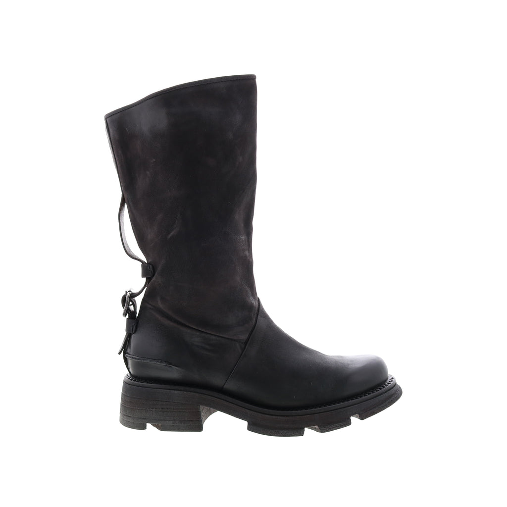 Lexington A94307-201 Womens Black Leather Zipper Mid Calf Boots