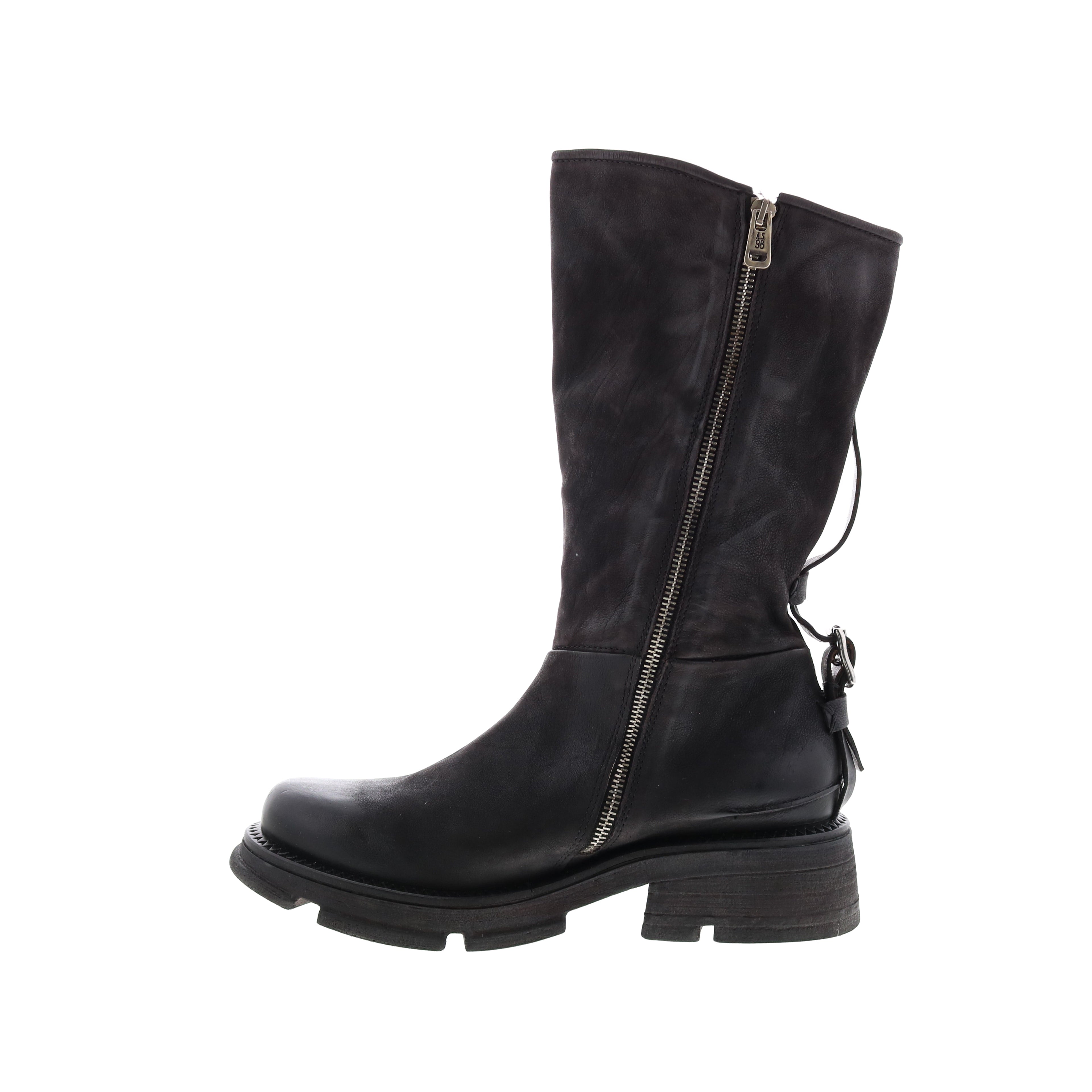 Lexington A94307-201 Womens Black Leather Zipper Mid Calf Boots