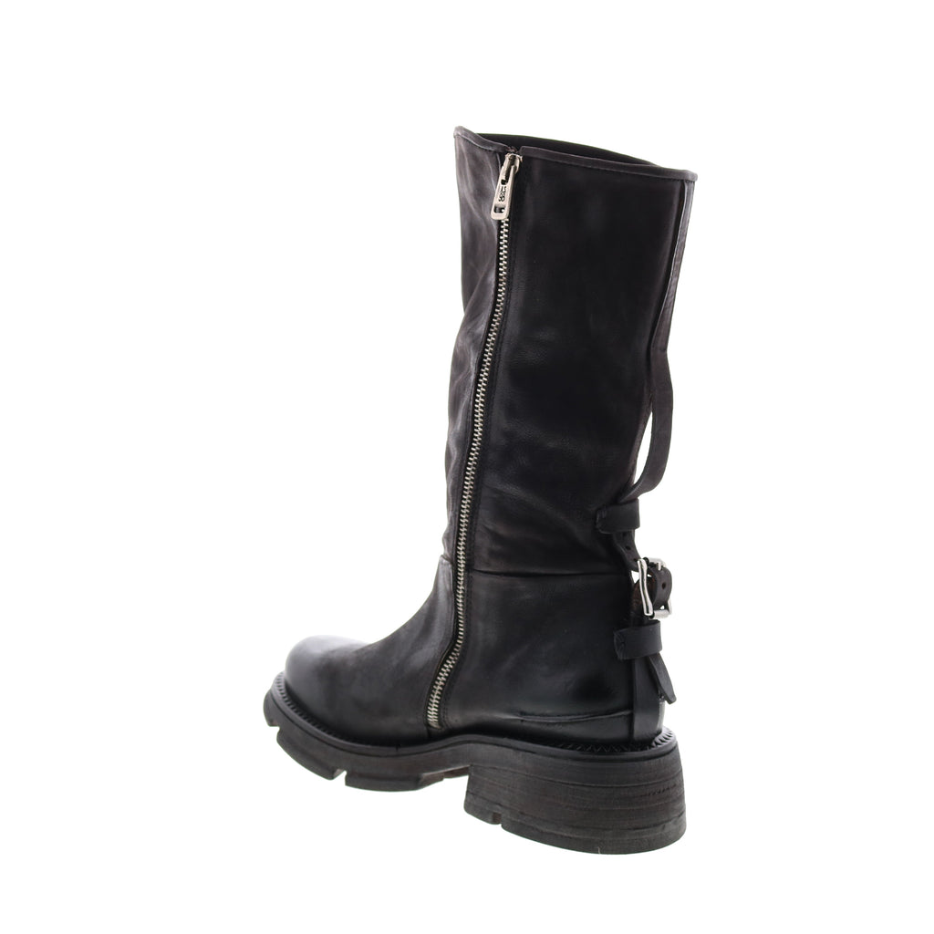 Lexington A94307-201 Womens Black Leather Zipper Mid Calf Boots