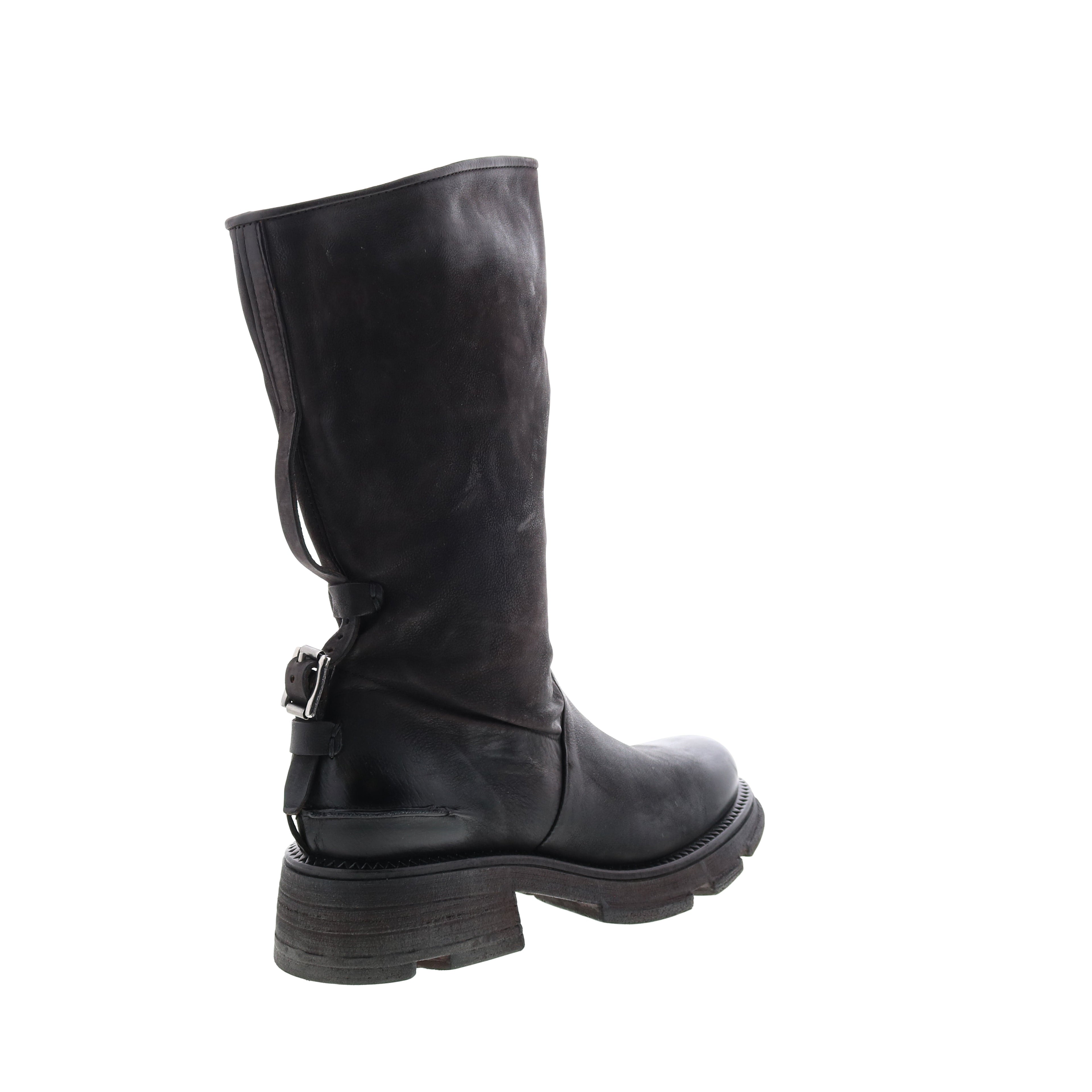 Lexington A94307-201 Womens Black Leather Zipper Mid Calf Boots