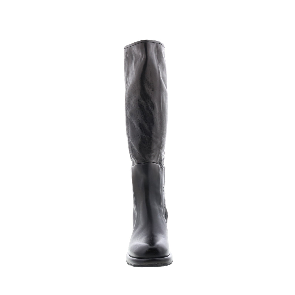 Lynton A95305-201 Womens Black Leather Zipper Knee High Boots