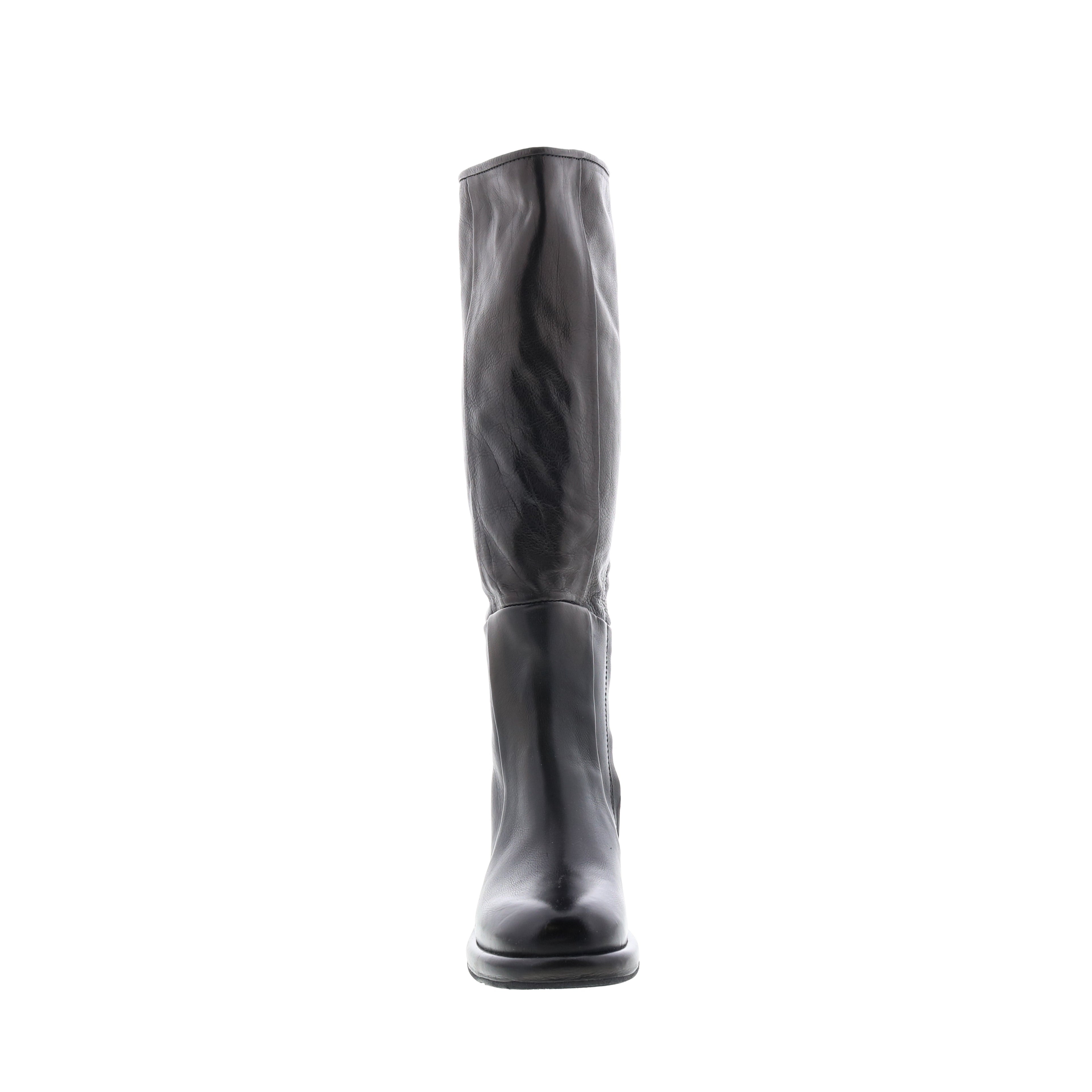 Lynton A95305-201 Womens Black Leather Zipper Knee High Boots
