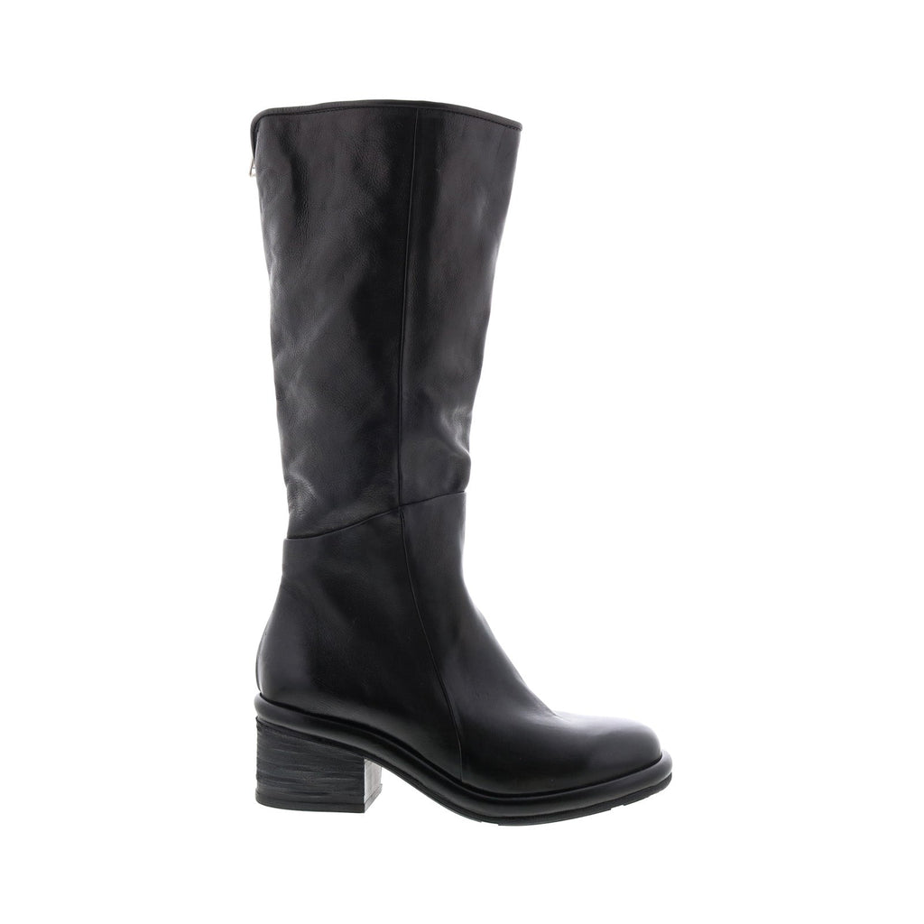 Lynton A95305-101 Womens Black Leather Zipper Knee High Boots