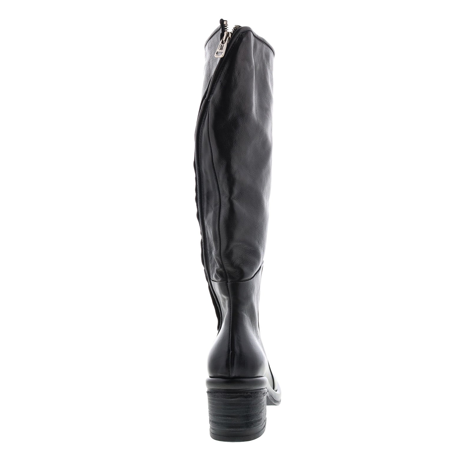 Lynton A95305-101 Womens Black Leather Zipper Knee High Boots
